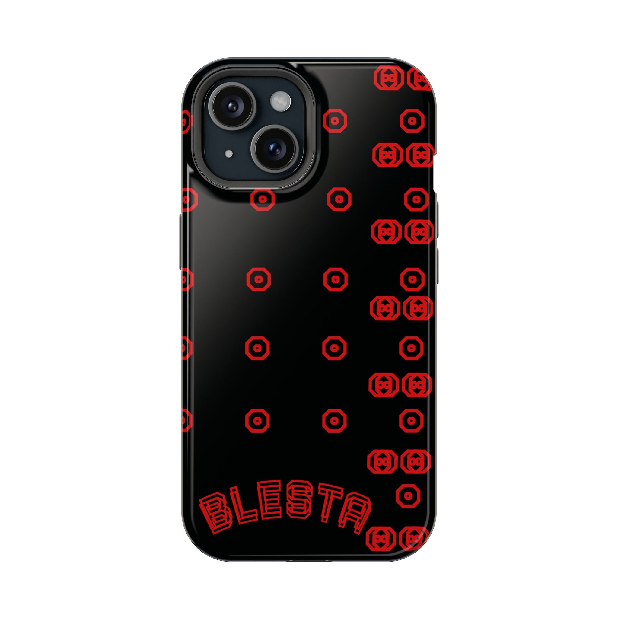 Phone Case — Black & Red Retro Pixel Pattern Magnetic Impact-Resistant Case