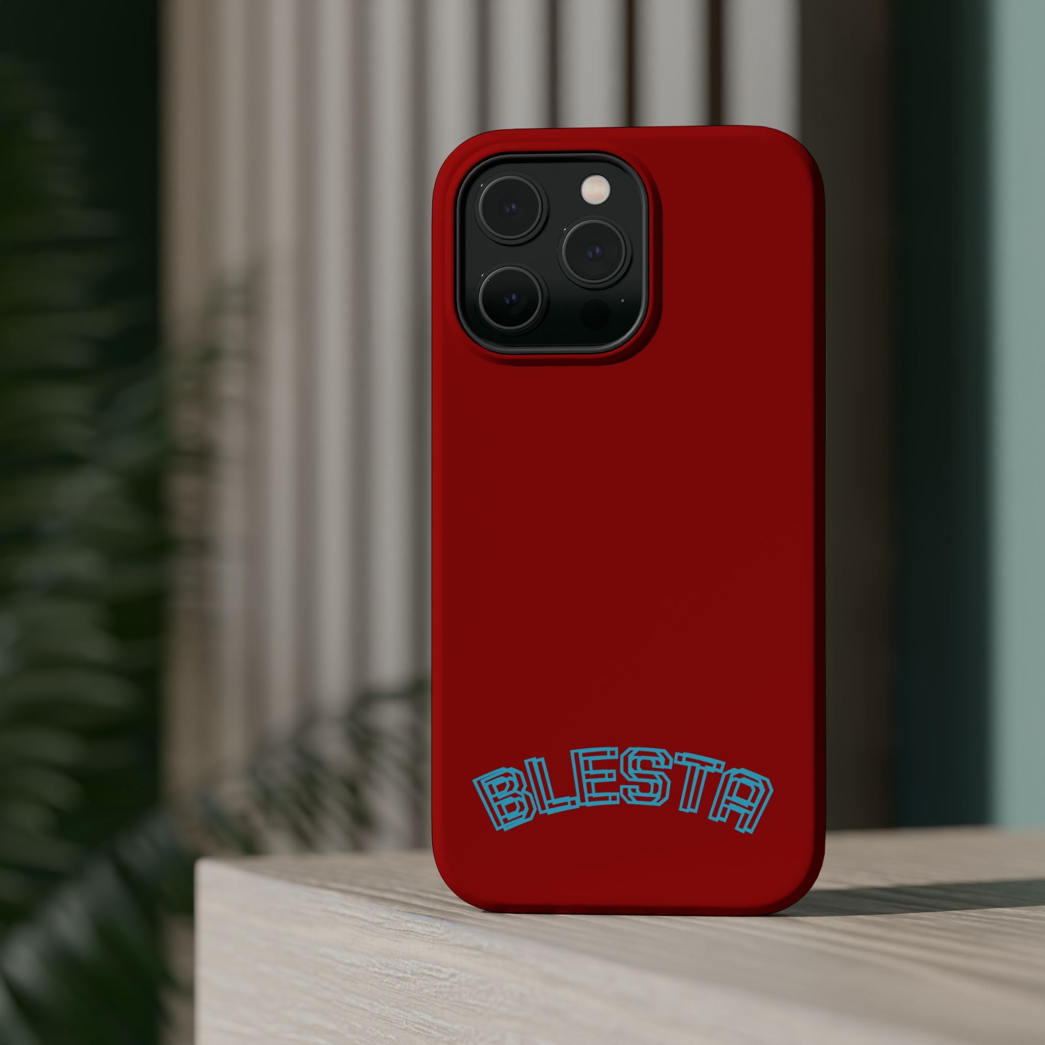 Magnetic Impact-Resistant Phone Case — Red Retro 'BLESTA' Design