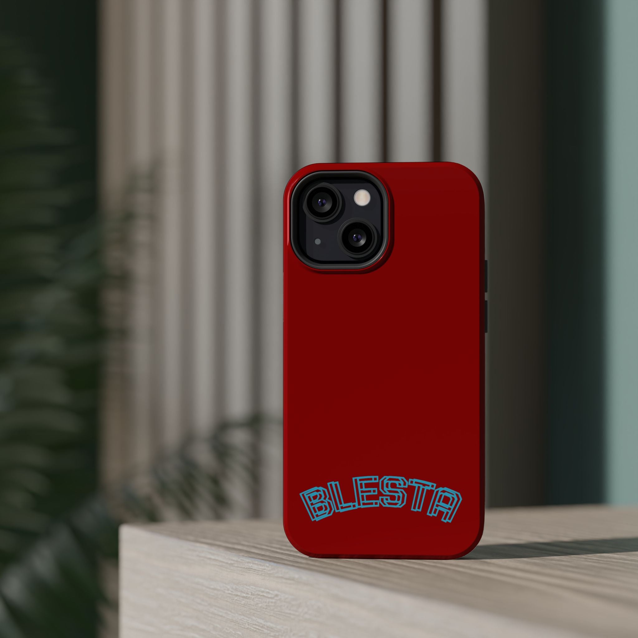 Magnetic Impact-Resistant Phone Case — Red Retro 'BLESTA' Design