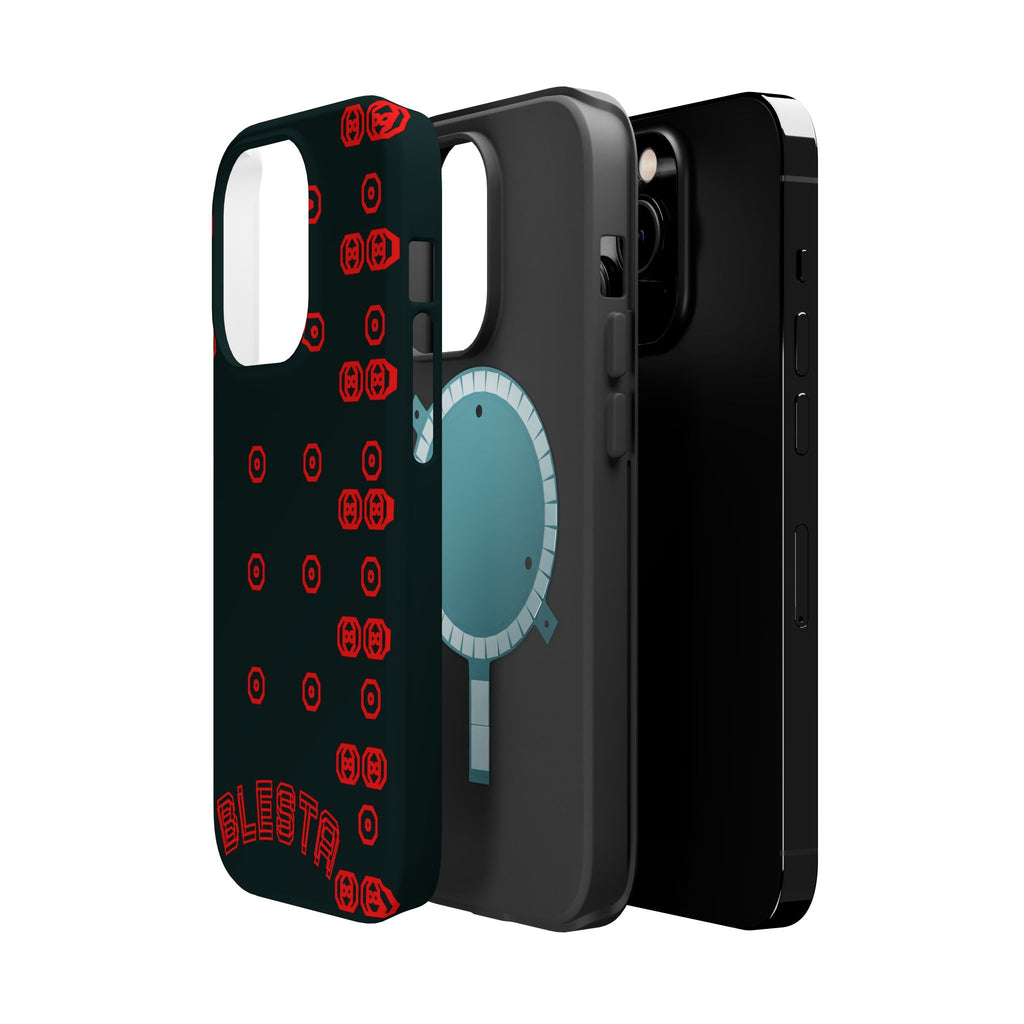 Phone Case — Black & Red Retro Pixel Pattern Magnetic Impact-Resistant Case
