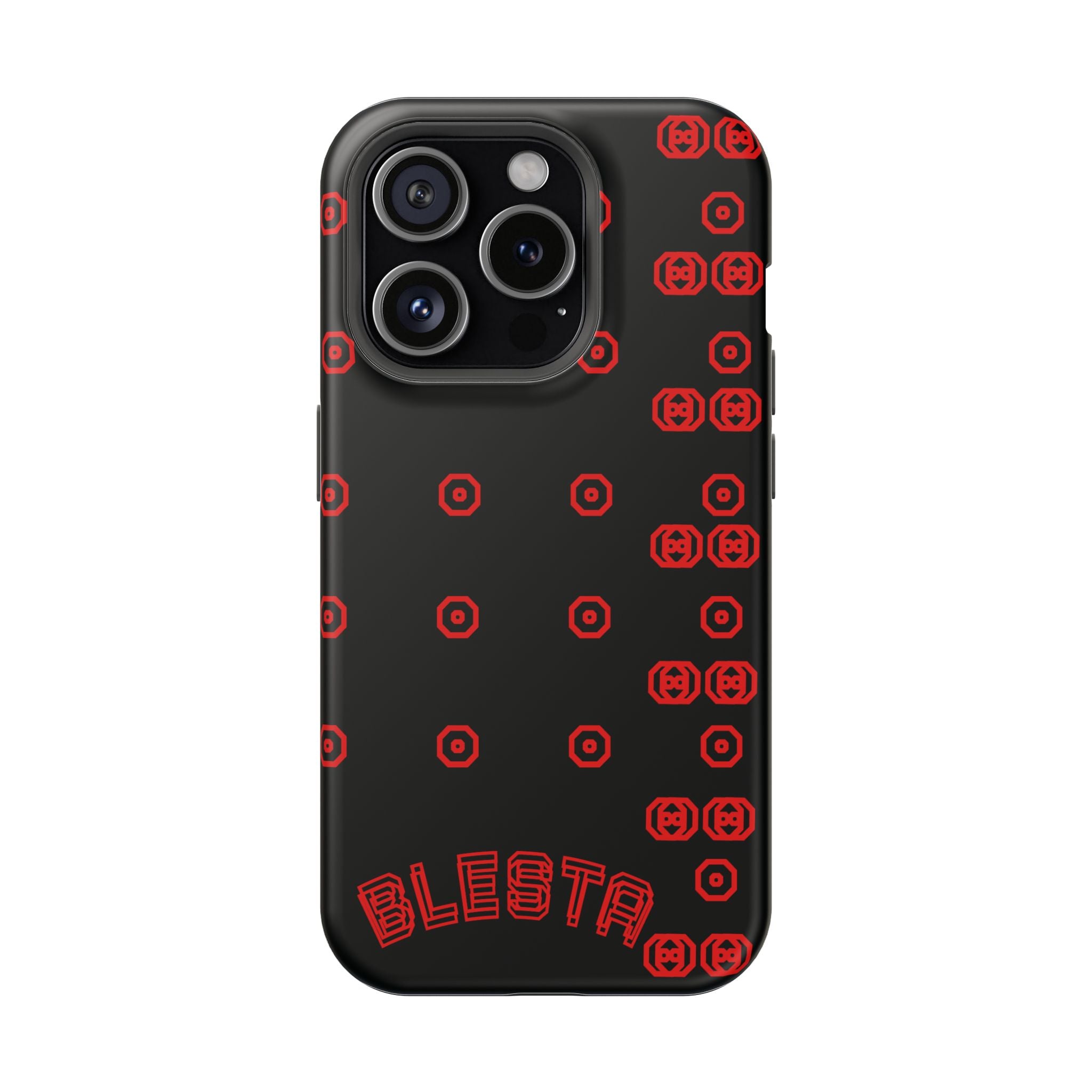 Phone Case — Black & Red Retro Pixel Pattern Magnetic Impact-Resistant Case