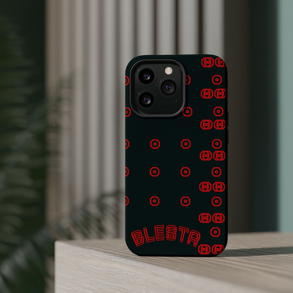 Phone Case — Black & Red Retro Pixel Pattern Magnetic Impact-Resistant Case