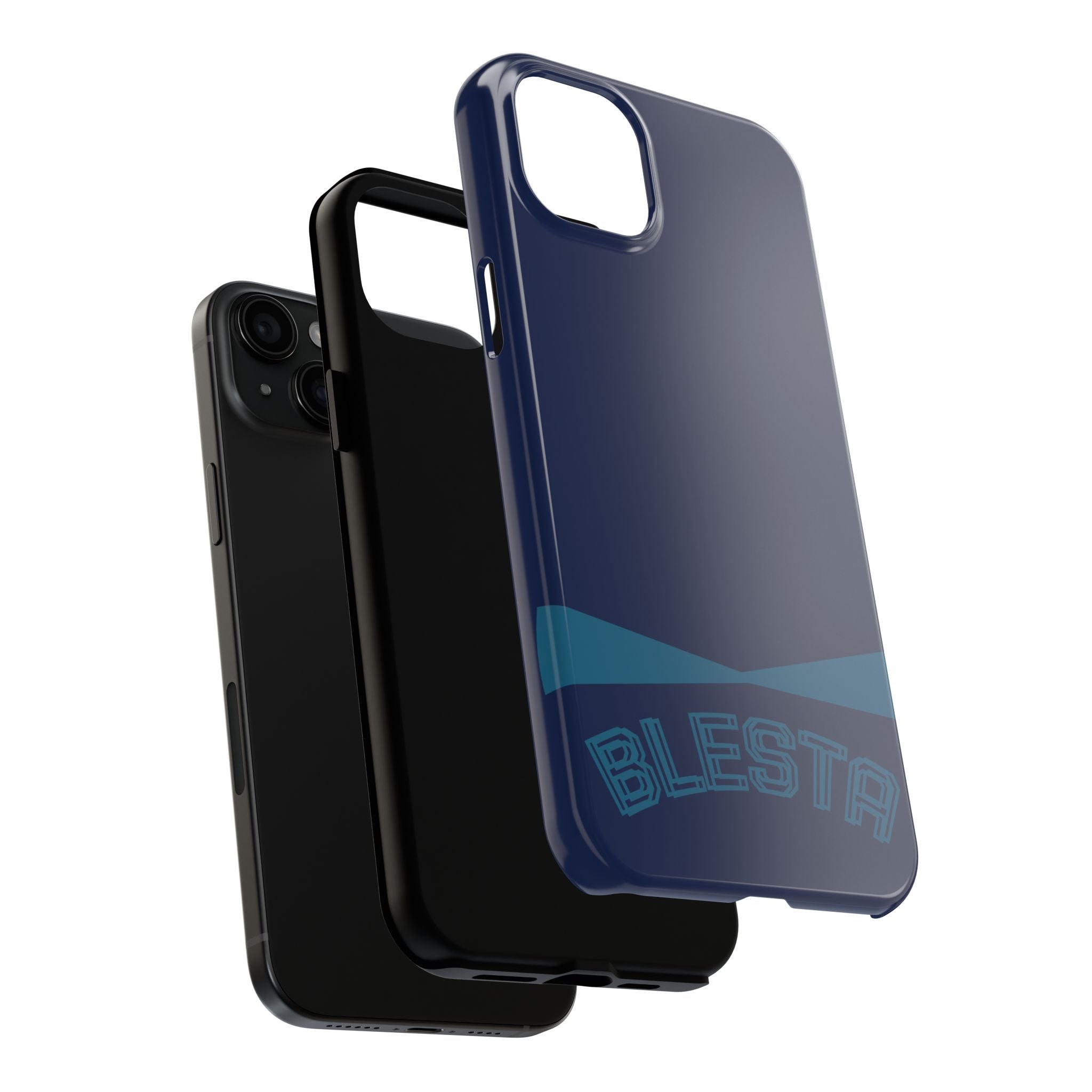 Tough Phone Case — Navy ‘BLESTA’ Bold Graphic Protective Cover