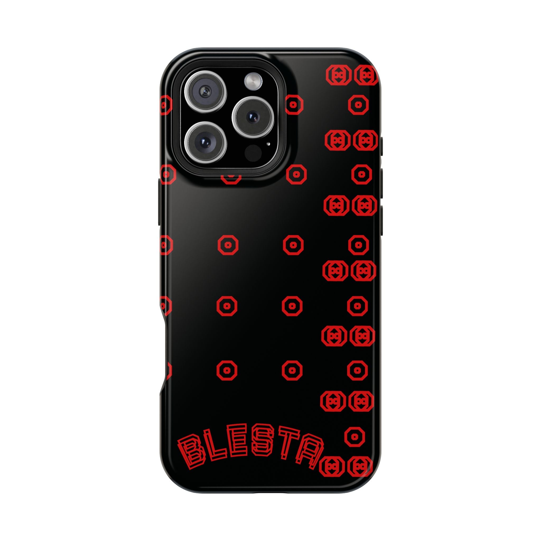 Phone Case — Black & Red Retro Pixel Pattern Magnetic Impact-Resistant Case