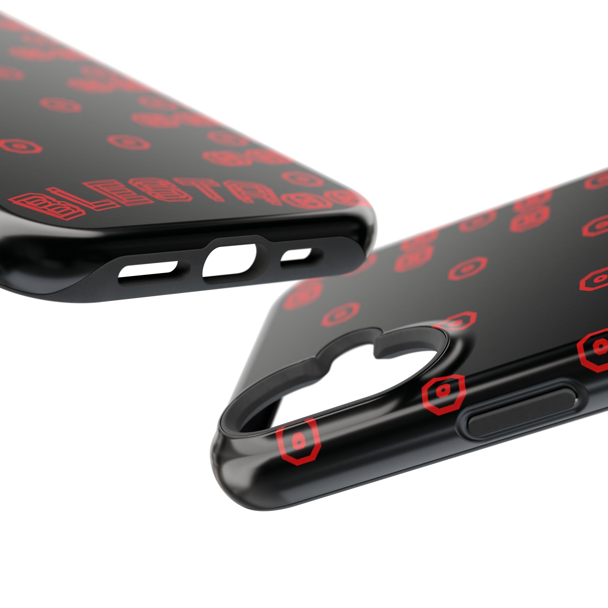 Phone Case — Black & Red Retro Pixel Pattern Magnetic Impact-Resistant Case