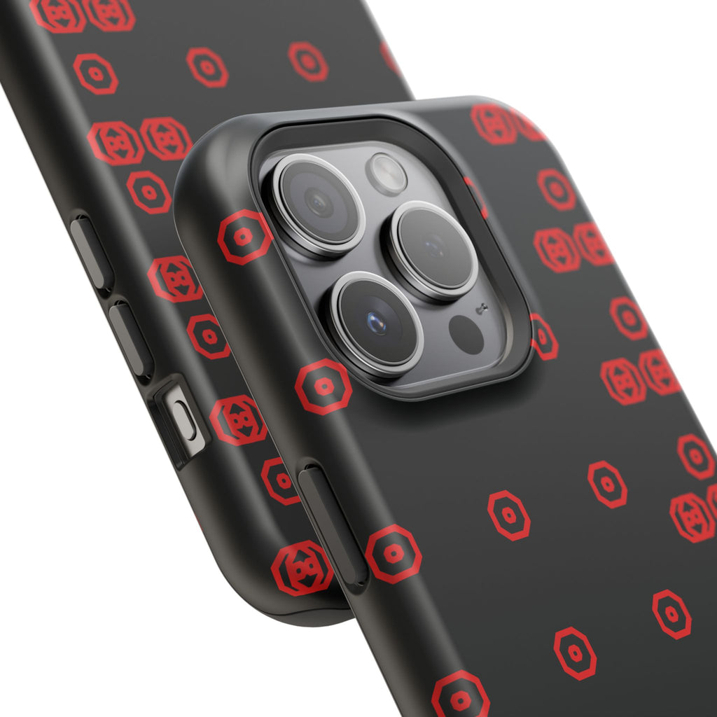 Phone Case — Black & Red Retro Pixel Pattern Magnetic Impact-Resistant Case
