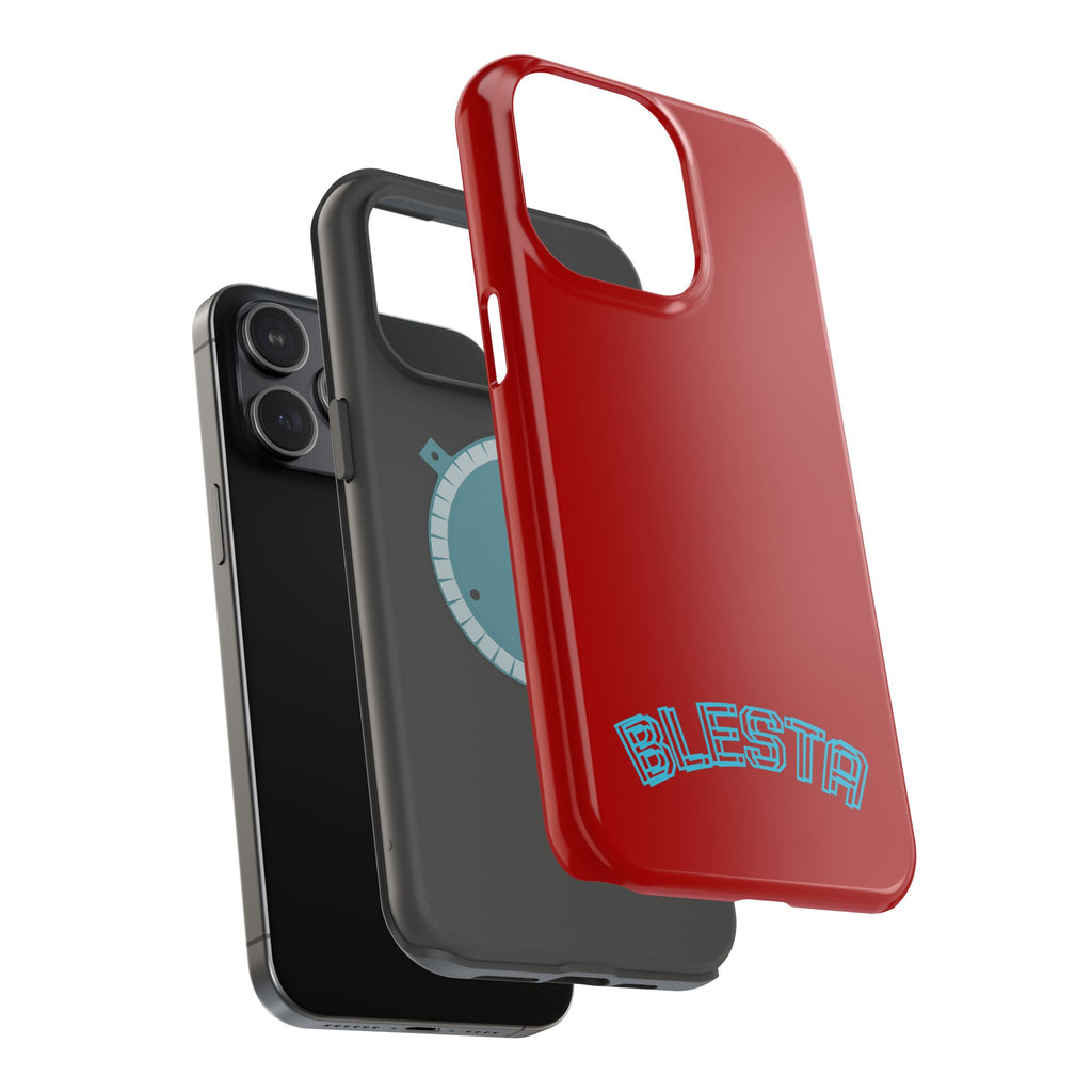 Magnetic Impact-Resistant Phone Case — Red Retro 'BLESTA' Design
