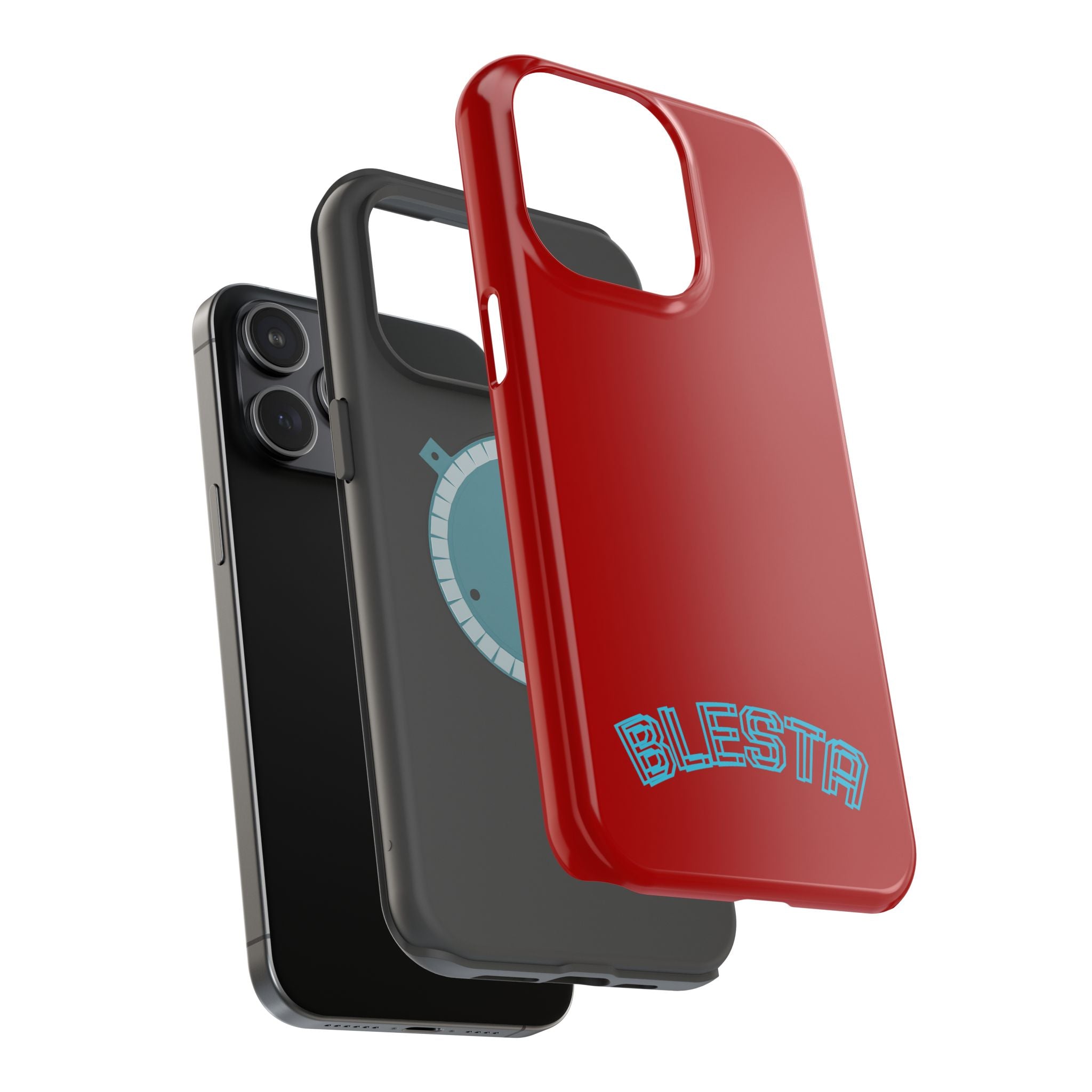 Magnetic Impact-Resistant Phone Case — Red Retro 'BLESTA' Design