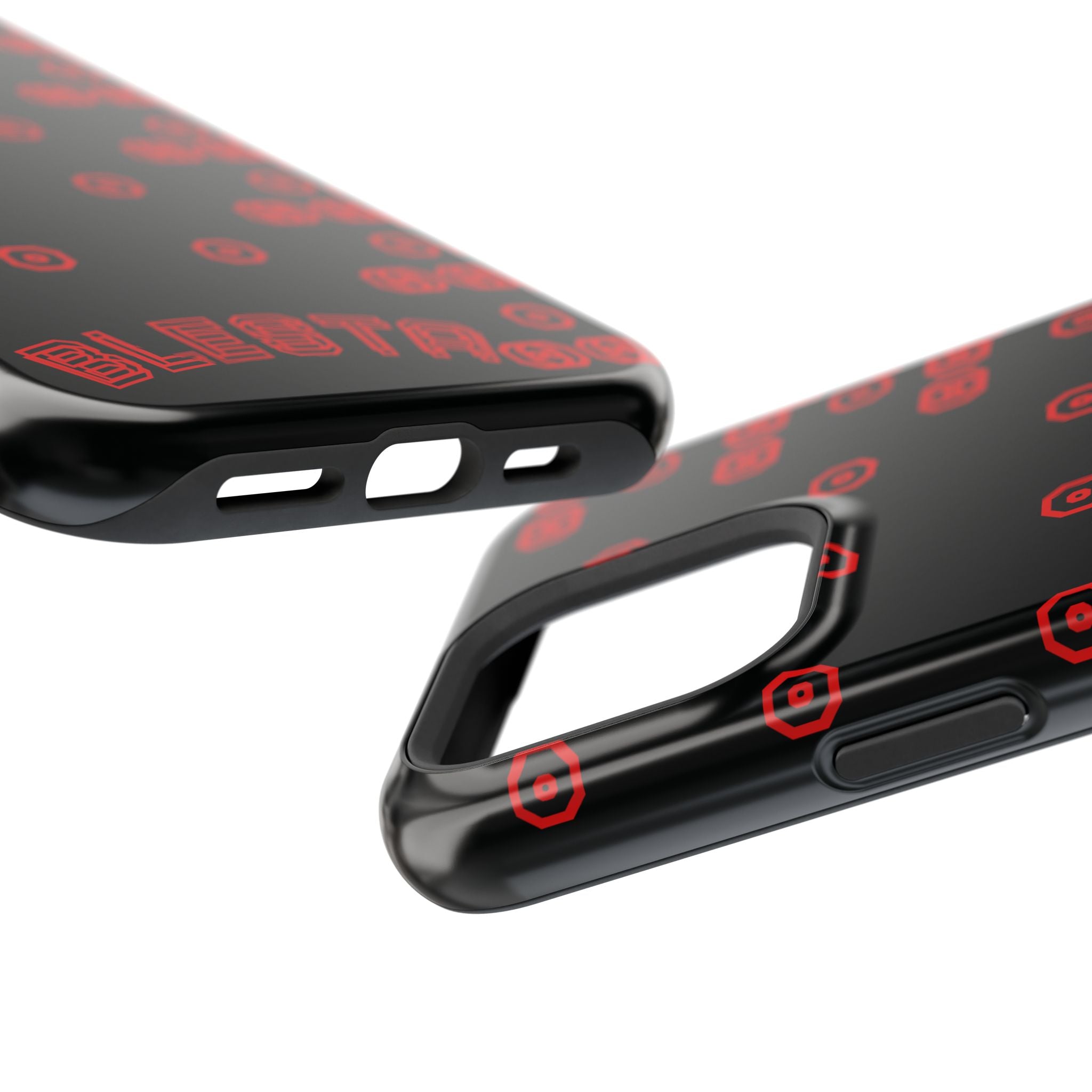 Phone Case — Black & Red Retro Pixel Pattern Magnetic Impact-Resistant Case