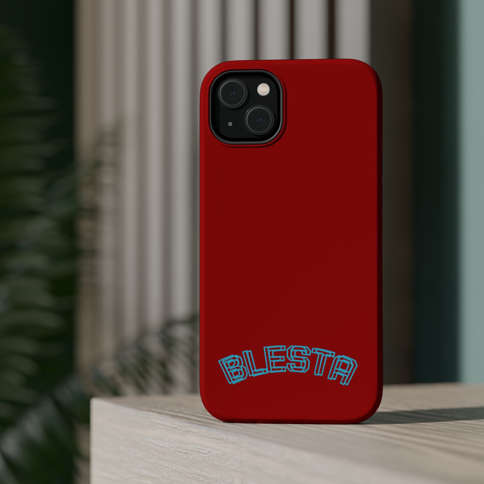 Magnetic Impact-Resistant Phone Case — Red Retro 'BLESTA' Design