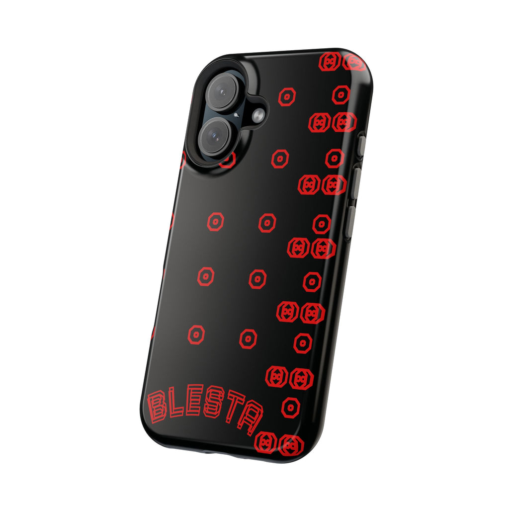 Phone Case — Black & Red Retro Pixel Pattern Magnetic Impact-Resistant Case