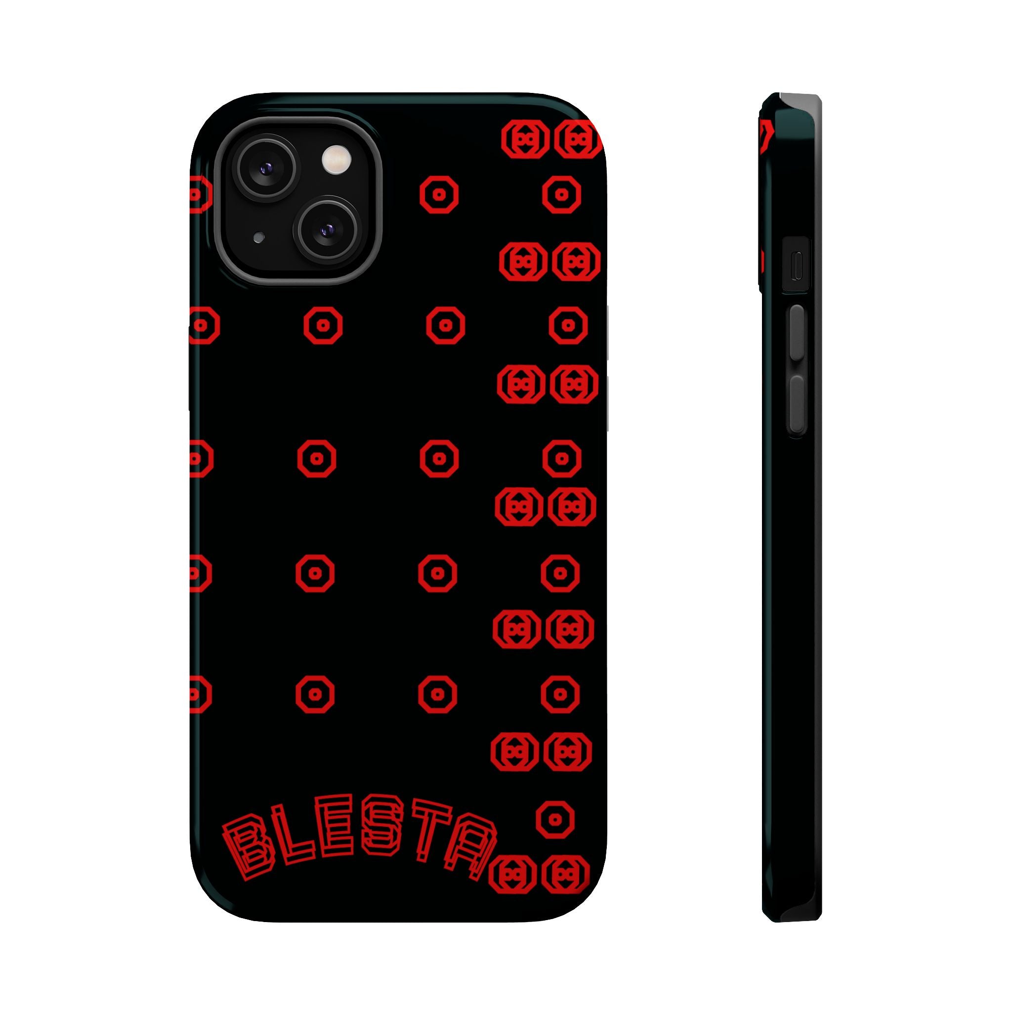 Phone Case — Black & Red Retro Pixel Pattern Magnetic Impact-Resistant Case