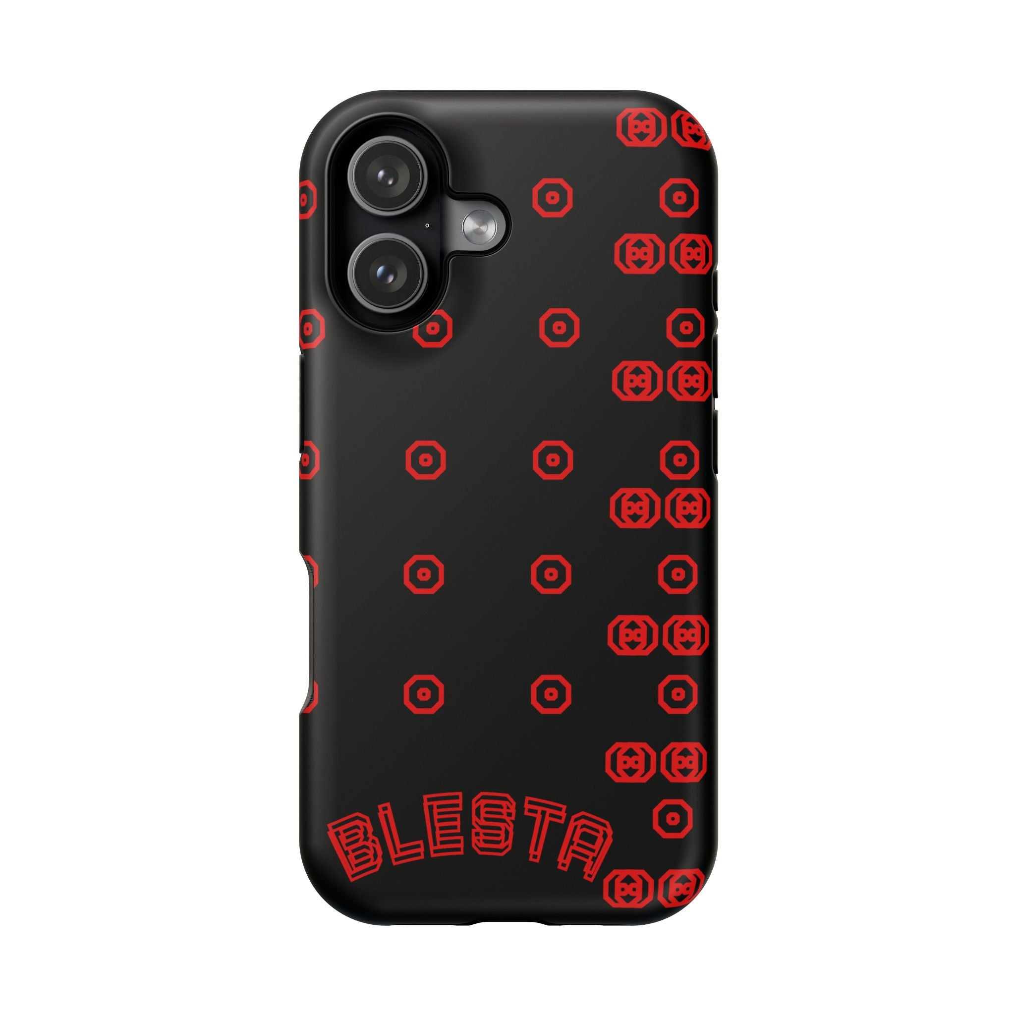 Phone Case — Black & Red Retro Pixel Pattern Magnetic Impact-Resistant Case