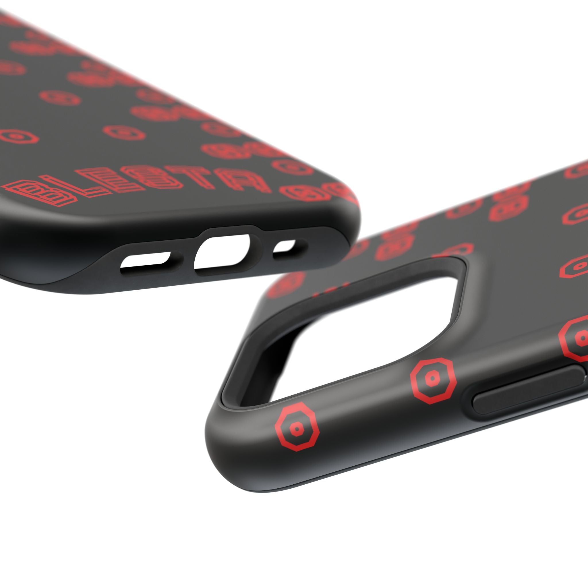 Phone Case — Black & Red Retro Pixel Pattern Magnetic Impact-Resistant Case