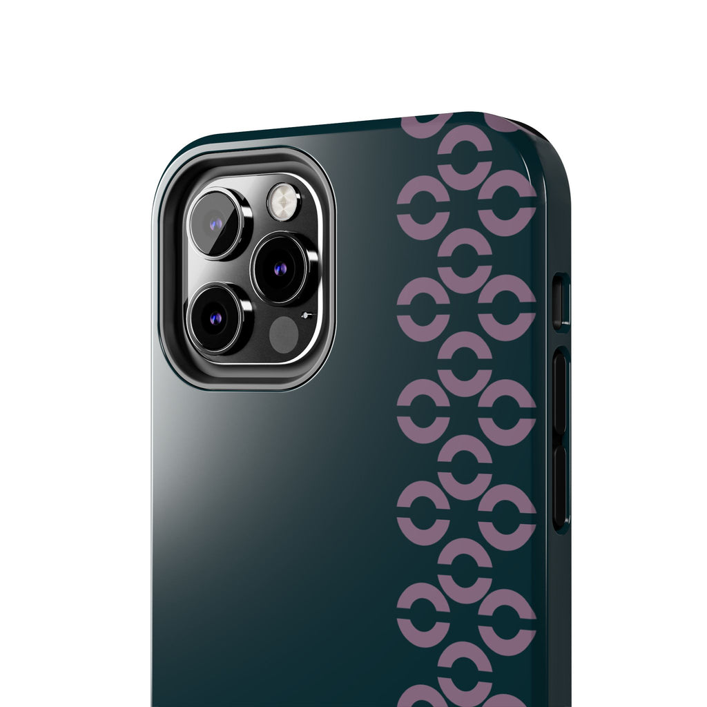 Tough Phone Case — Sleek Dark Teal with Geometric Stripe & “BLESTA” Accent