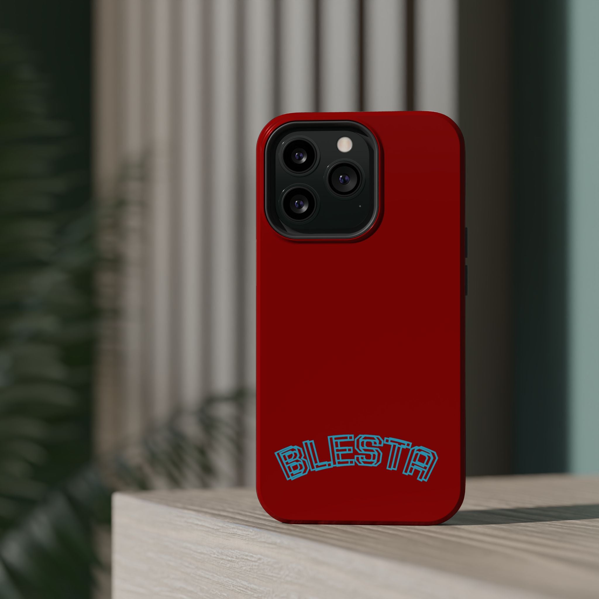 Magnetic Impact-Resistant Phone Case — Red Retro 'BLESTA' Design