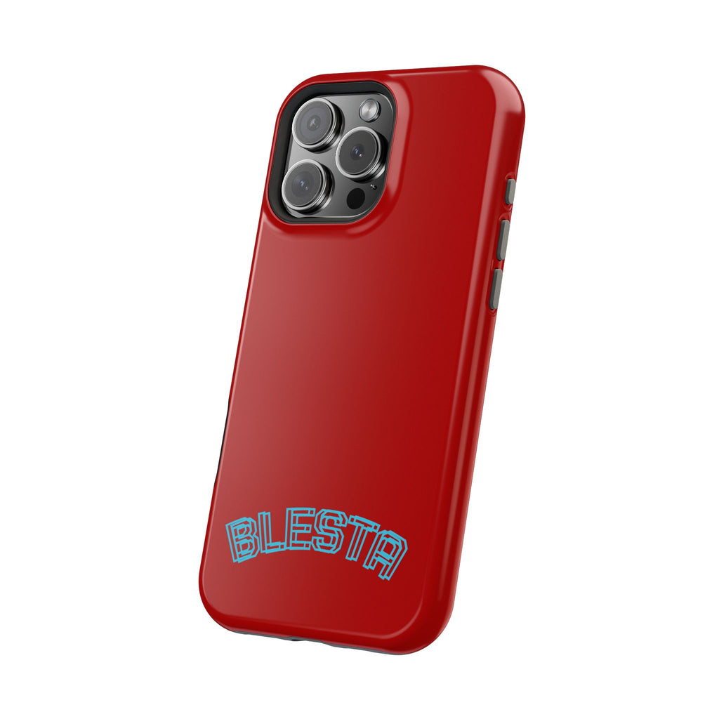 Magnetic Impact-Resistant Phone Case — Red Retro 'BLESTA' Design