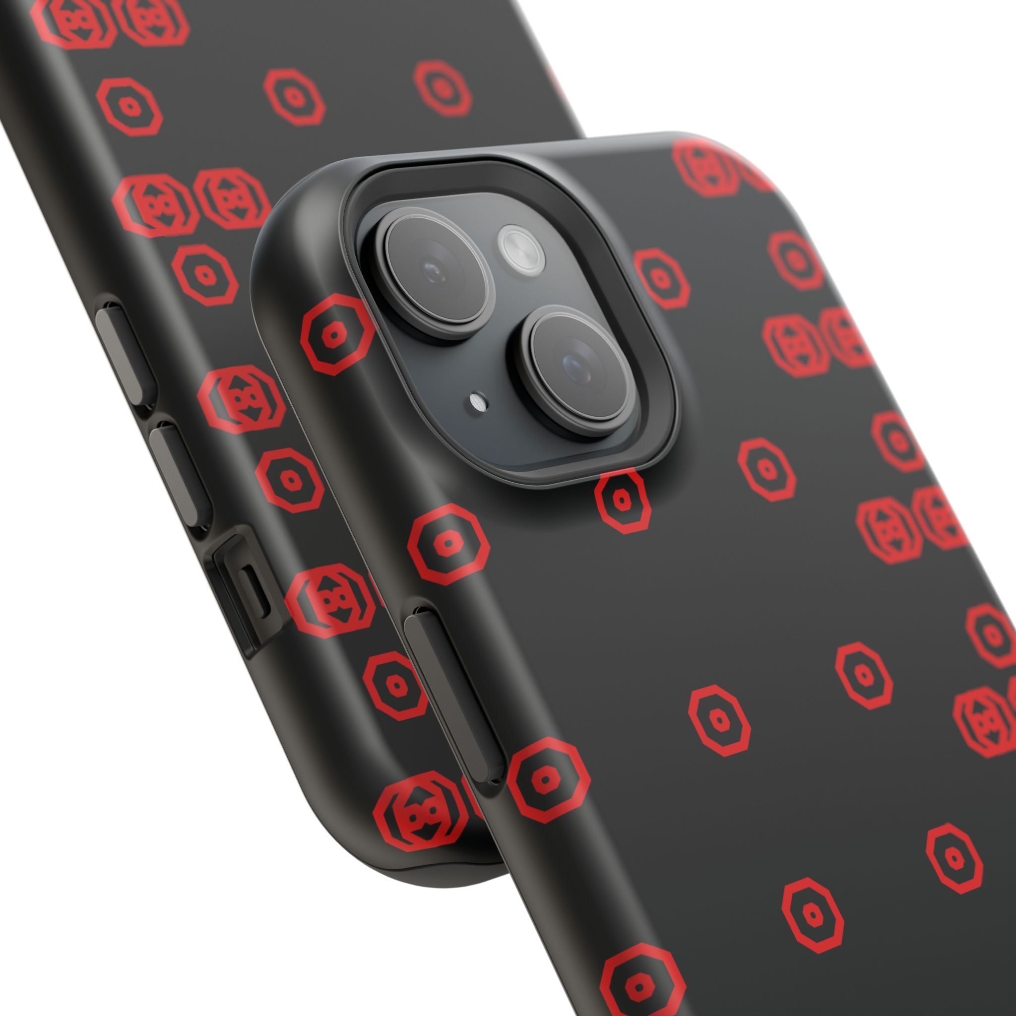 Phone Case — Black & Red Retro Pixel Pattern Magnetic Impact-Resistant Case