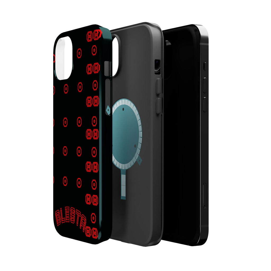 Phone Case — Black & Red Retro Pixel Pattern Magnetic Impact-Resistant Case
