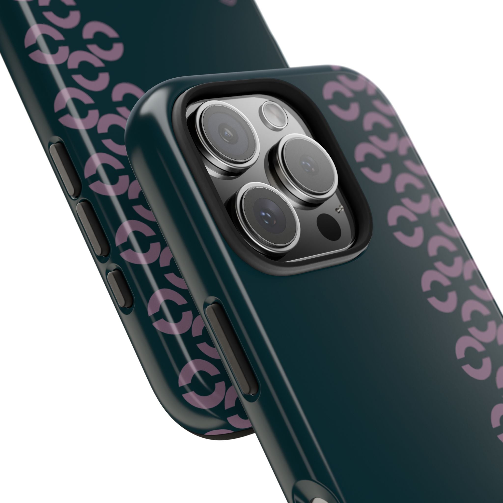 Tough Phone Case — Sleek Dark Teal with Geometric Stripe & “BLESTA” Accent