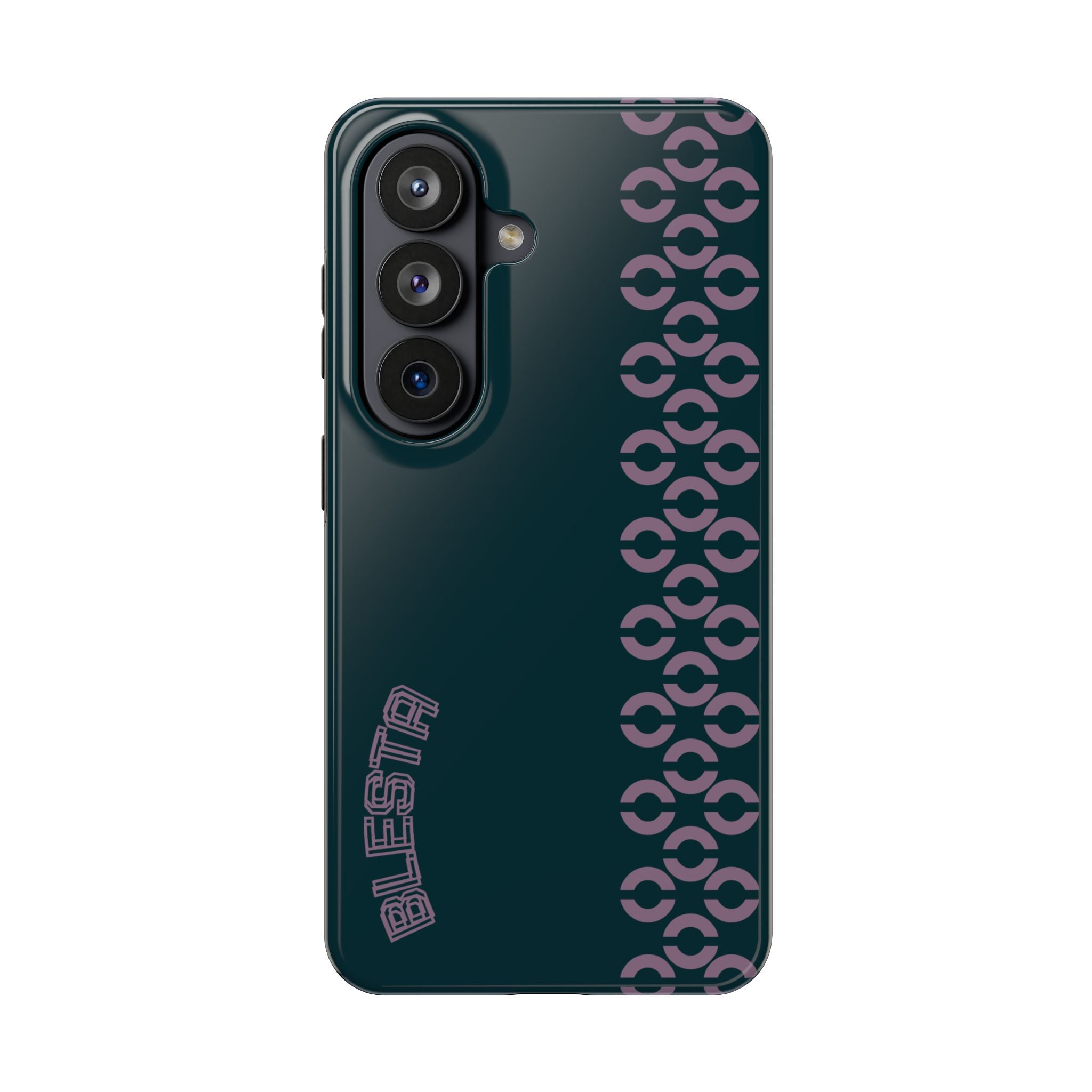 Tough Phone Case — Sleek Dark Teal with Geometric Stripe & “BLESTA” Accent