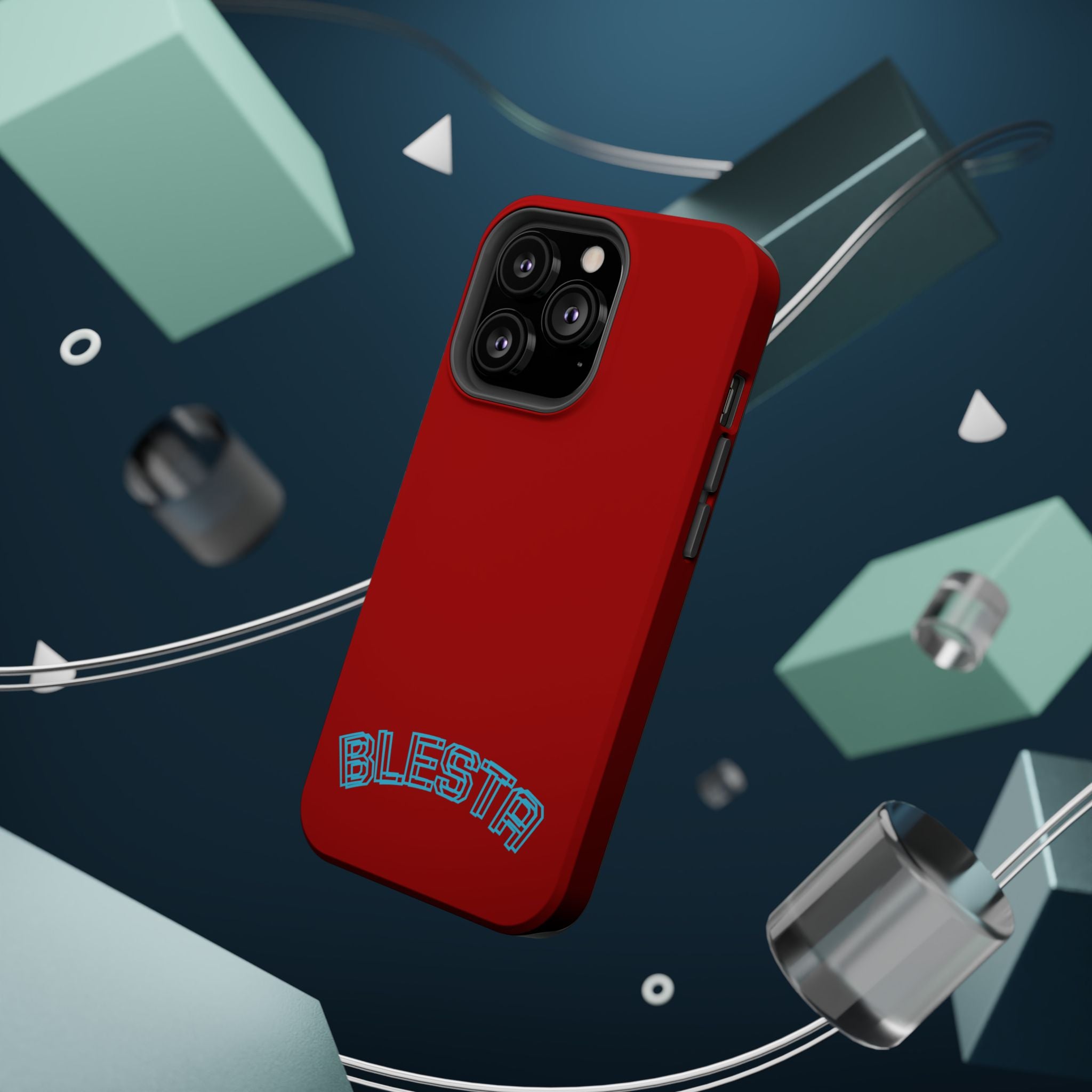 Magnetic Impact-Resistant Phone Case — Red Retro 'BLESTA' Design