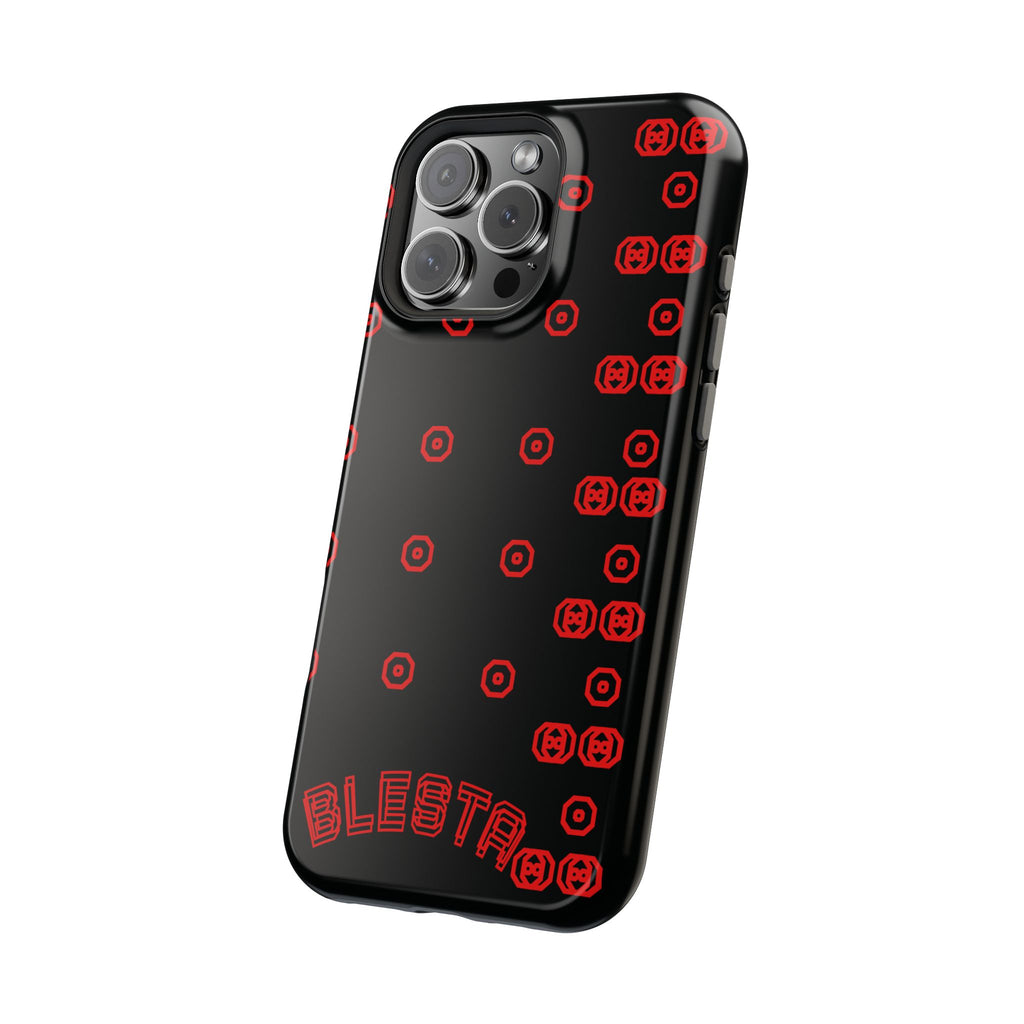 Phone Case — Black & Red Retro Pixel Pattern Magnetic Impact-Resistant Case