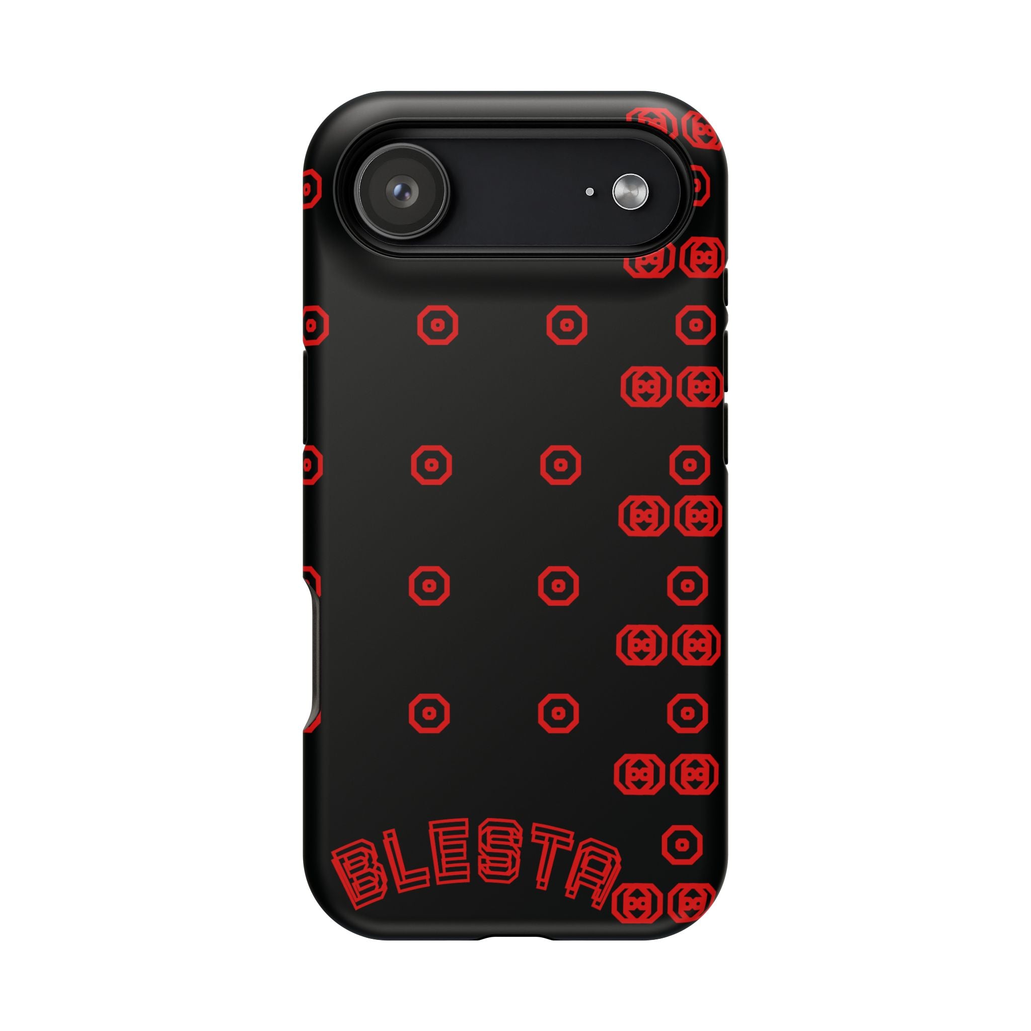 Phone Case — Black & Red Retro Pixel Pattern Magnetic Impact-Resistant Case