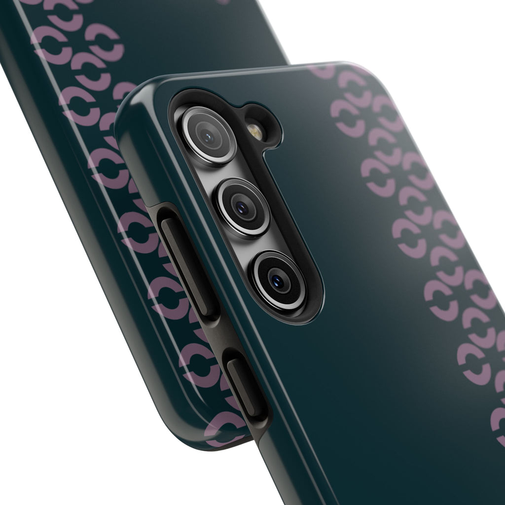Tough Phone Case — Sleek Dark Teal with Geometric Stripe & “BLESTA” Accent