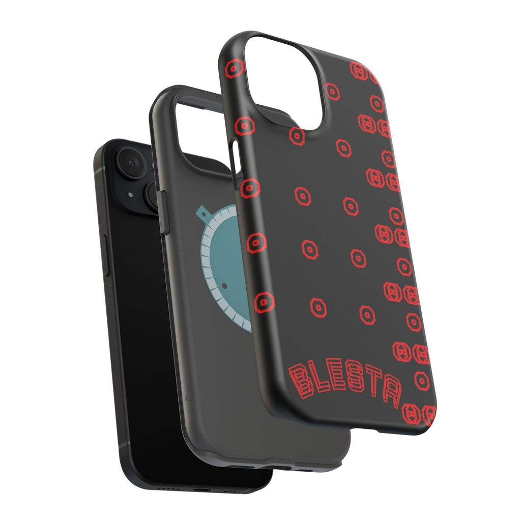 Phone Case — Black & Red Retro Pixel Pattern Magnetic Impact-Resistant Case
