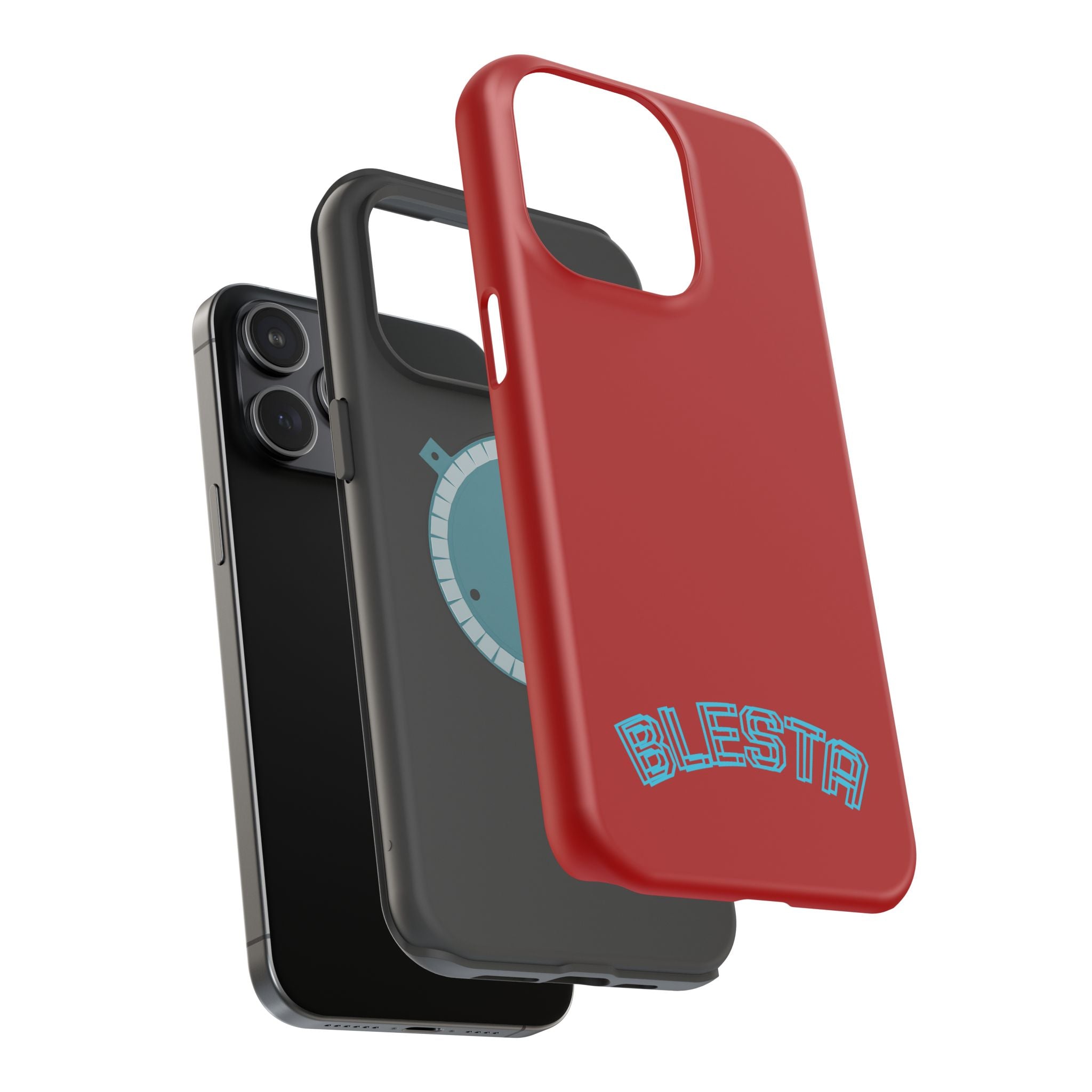 Magnetic Impact-Resistant Phone Case — Red Retro 'BLESTA' Design