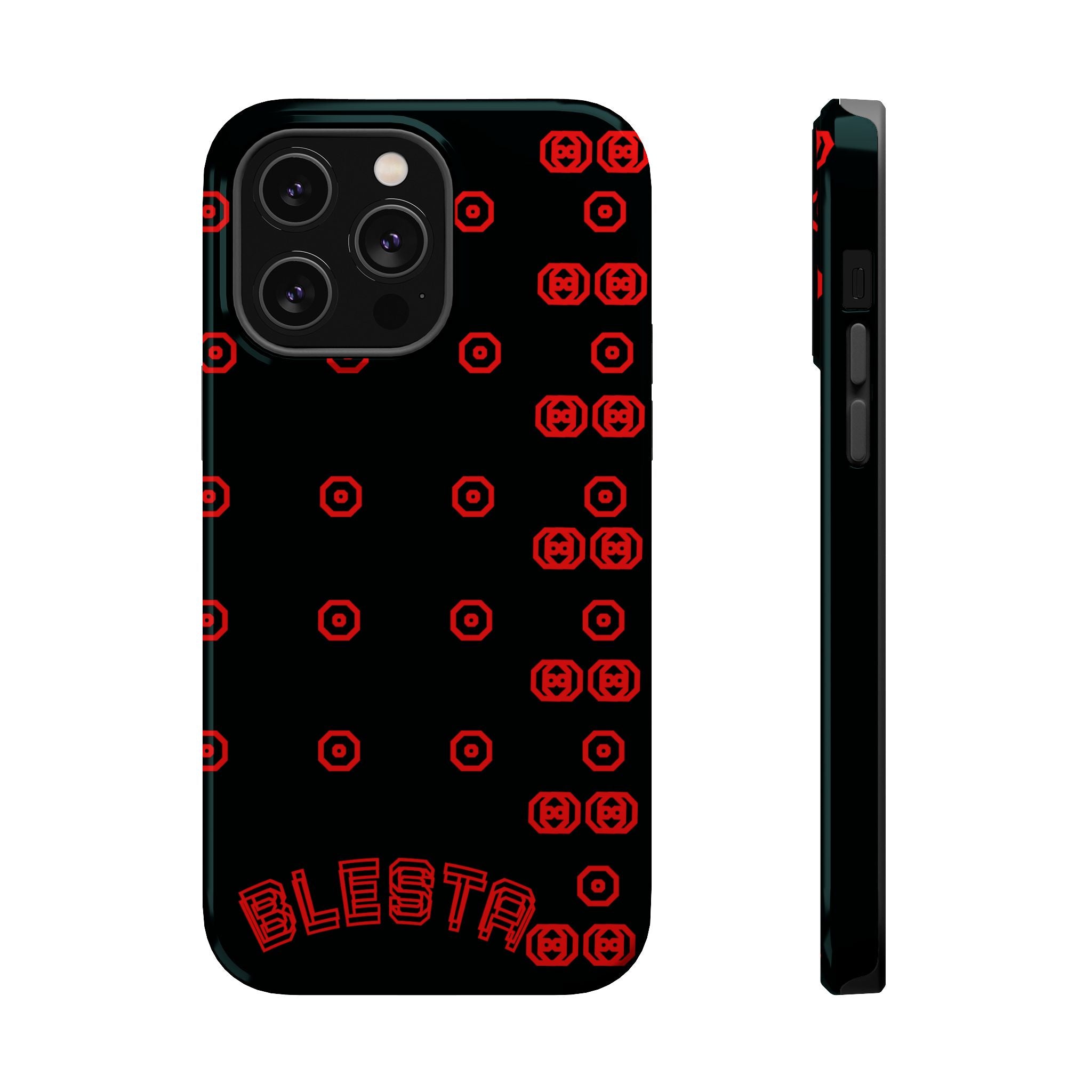 Phone Case — Black & Red Retro Pixel Pattern Magnetic Impact-Resistant Case