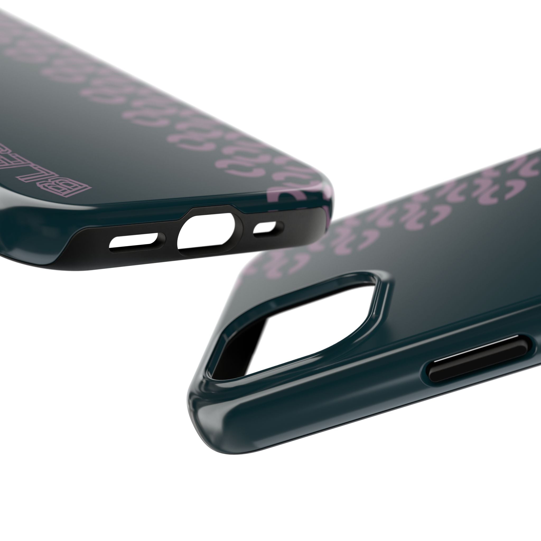 Tough Phone Case — Sleek Dark Teal with Geometric Stripe & “BLESTA” Accent