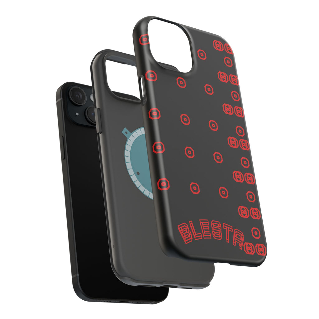 Phone Case — Black & Red Retro Pixel Pattern Magnetic Impact-Resistant Case
