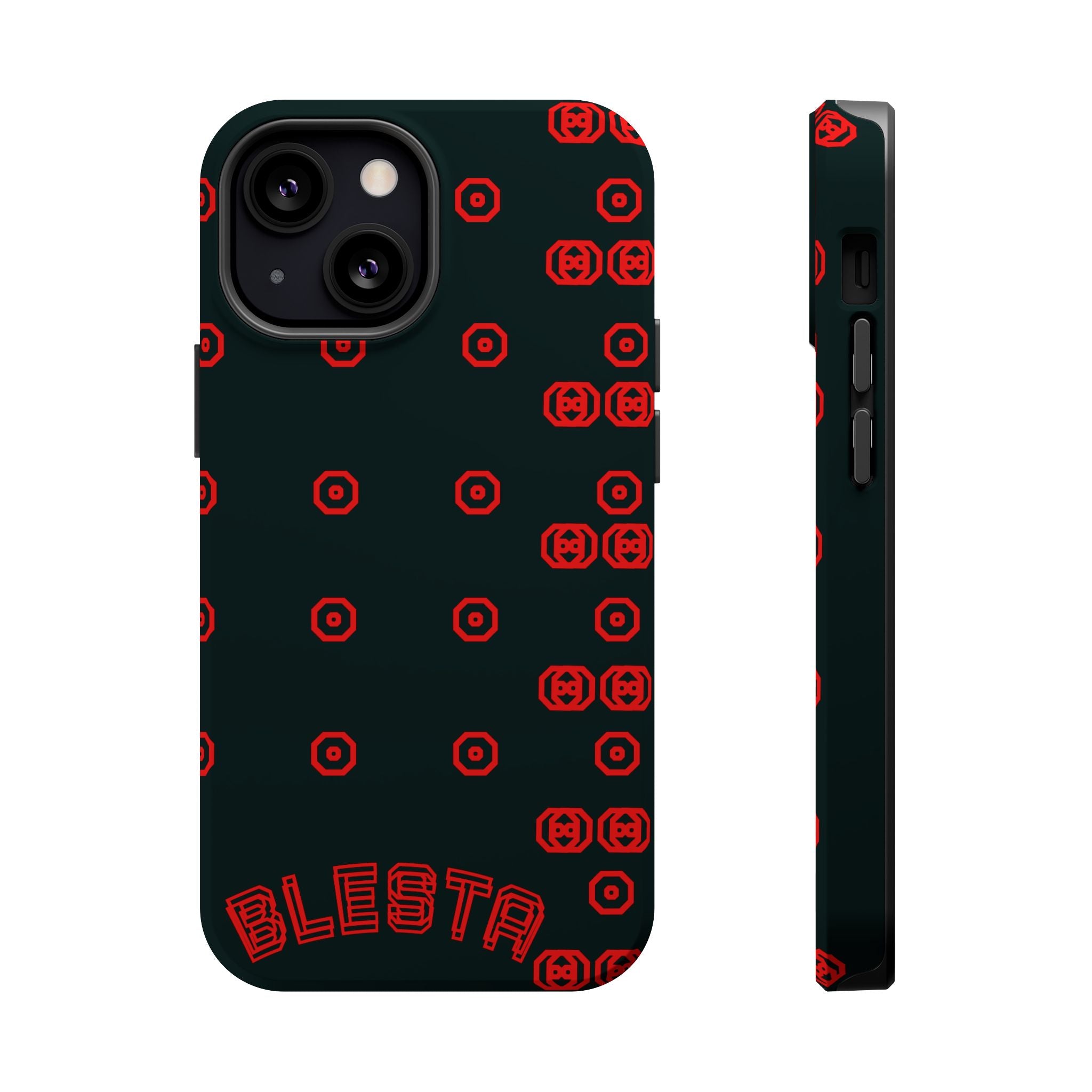 Phone Case — Black & Red Retro Pixel Pattern Magnetic Impact-Resistant Case