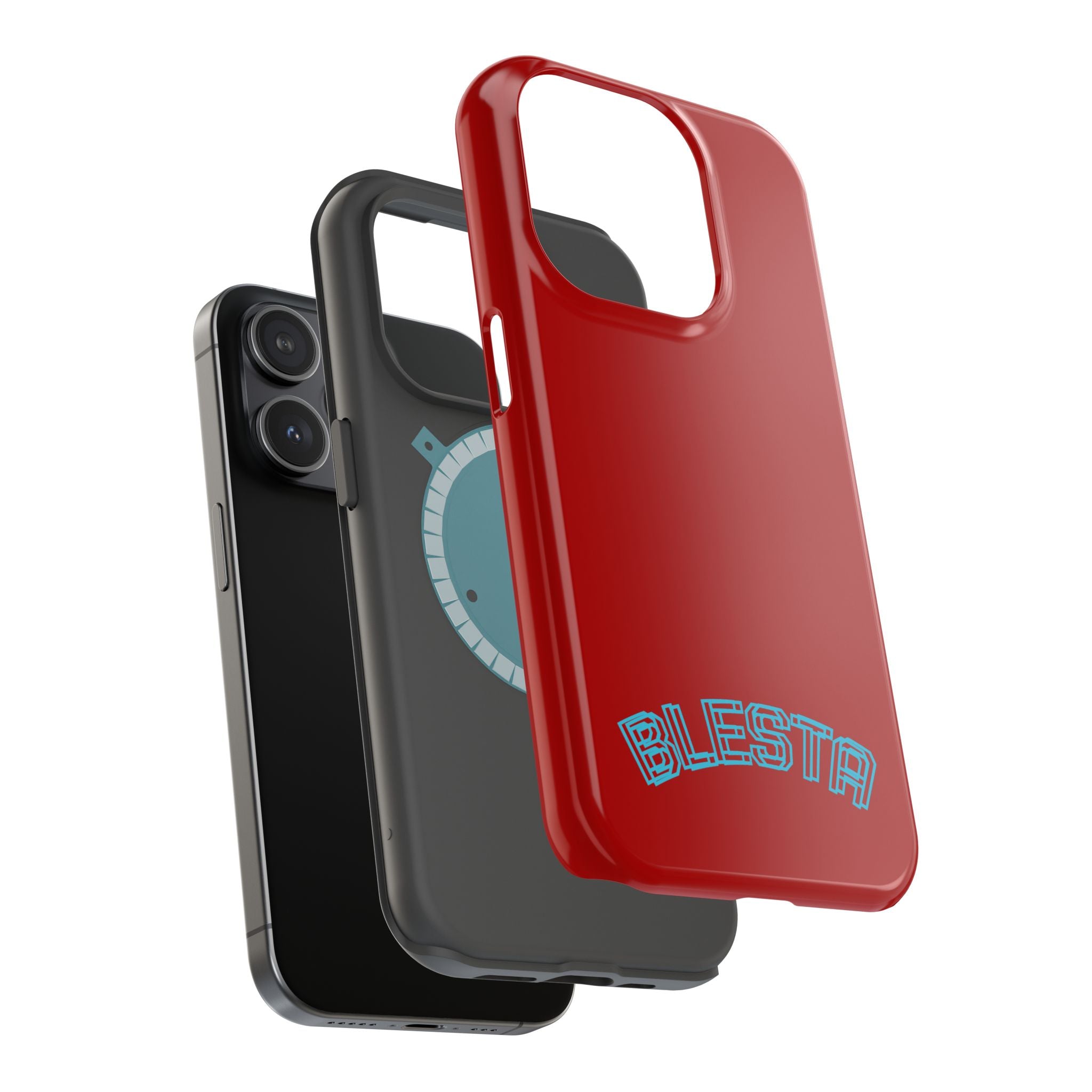 Magnetic Impact-Resistant Phone Case — Red Retro 'BLESTA' Design