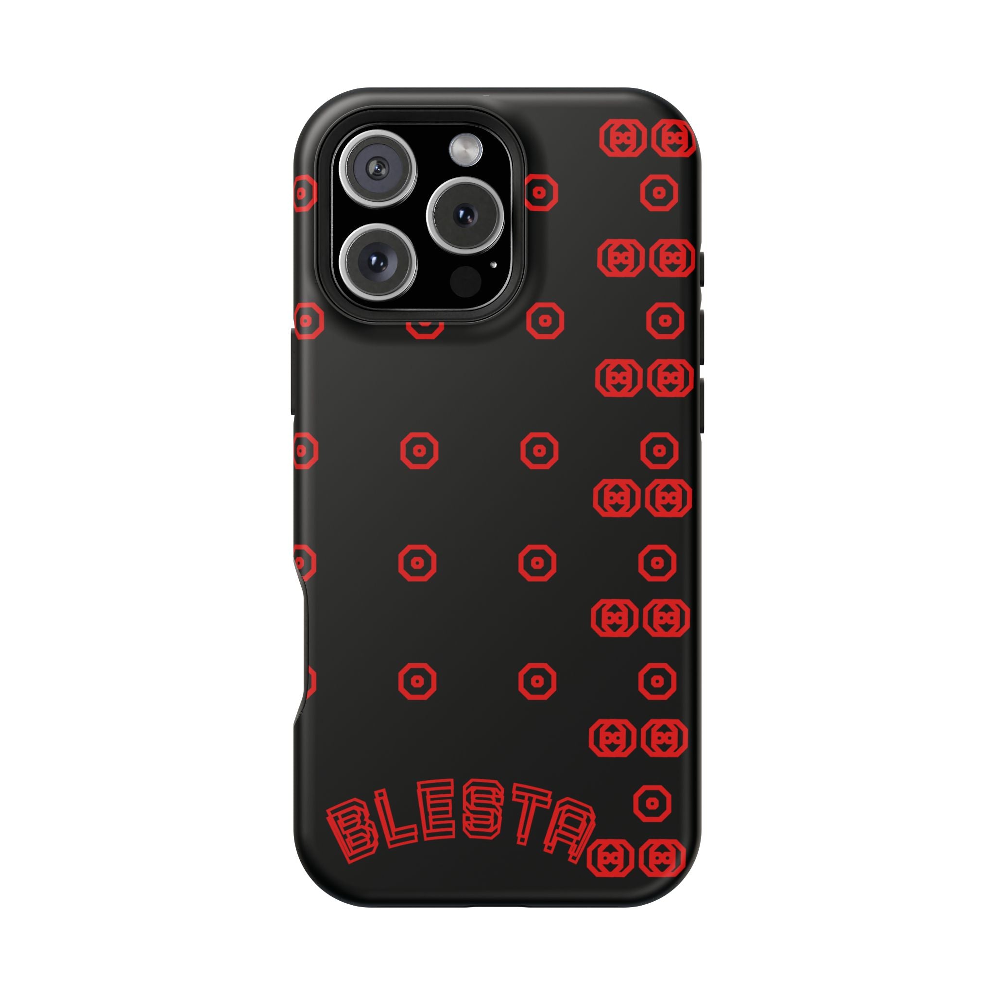 Phone Case — Black & Red Retro Pixel Pattern Magnetic Impact-Resistant Case