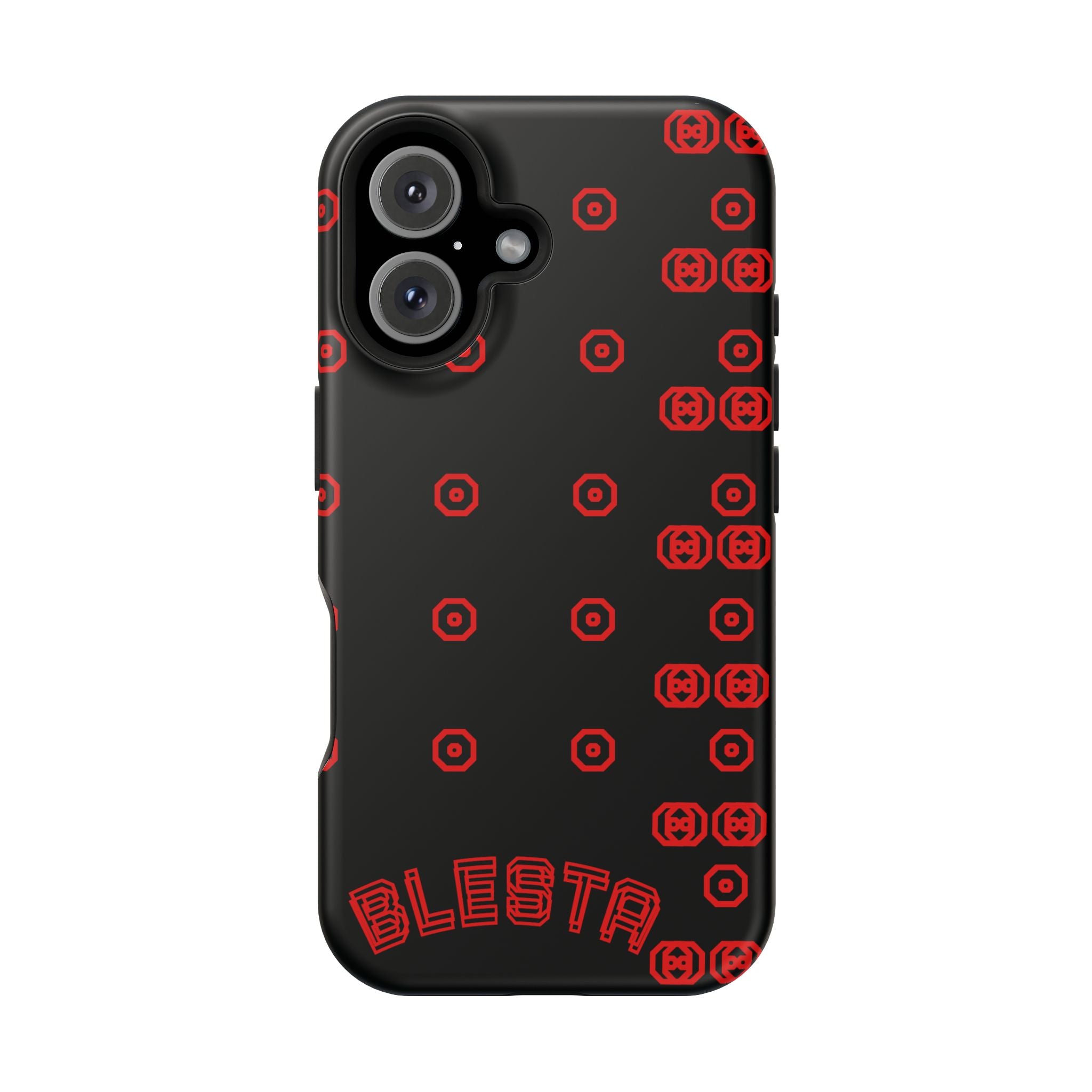 Phone Case — Black & Red Retro Pixel Pattern Magnetic Impact-Resistant Case