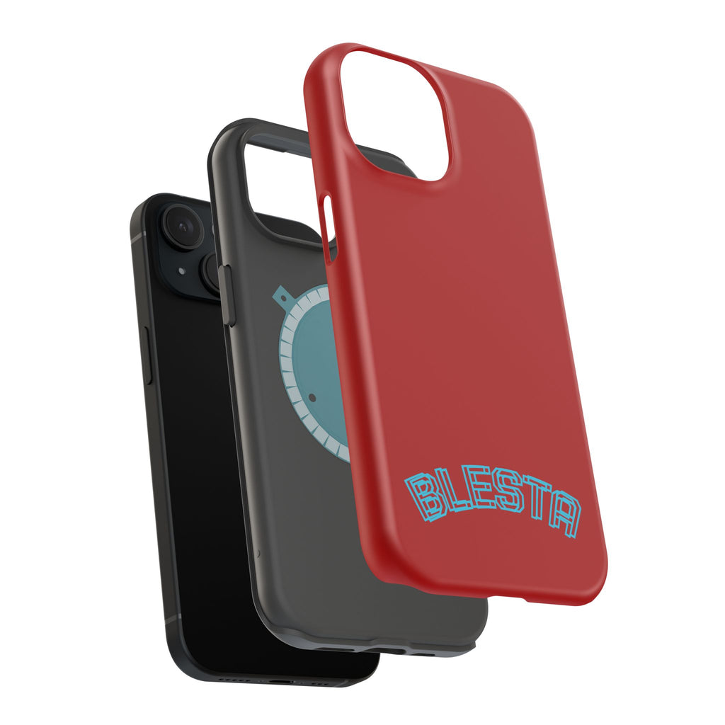 Magnetic Impact-Resistant Phone Case — Red Retro 'BLESTA' Design
