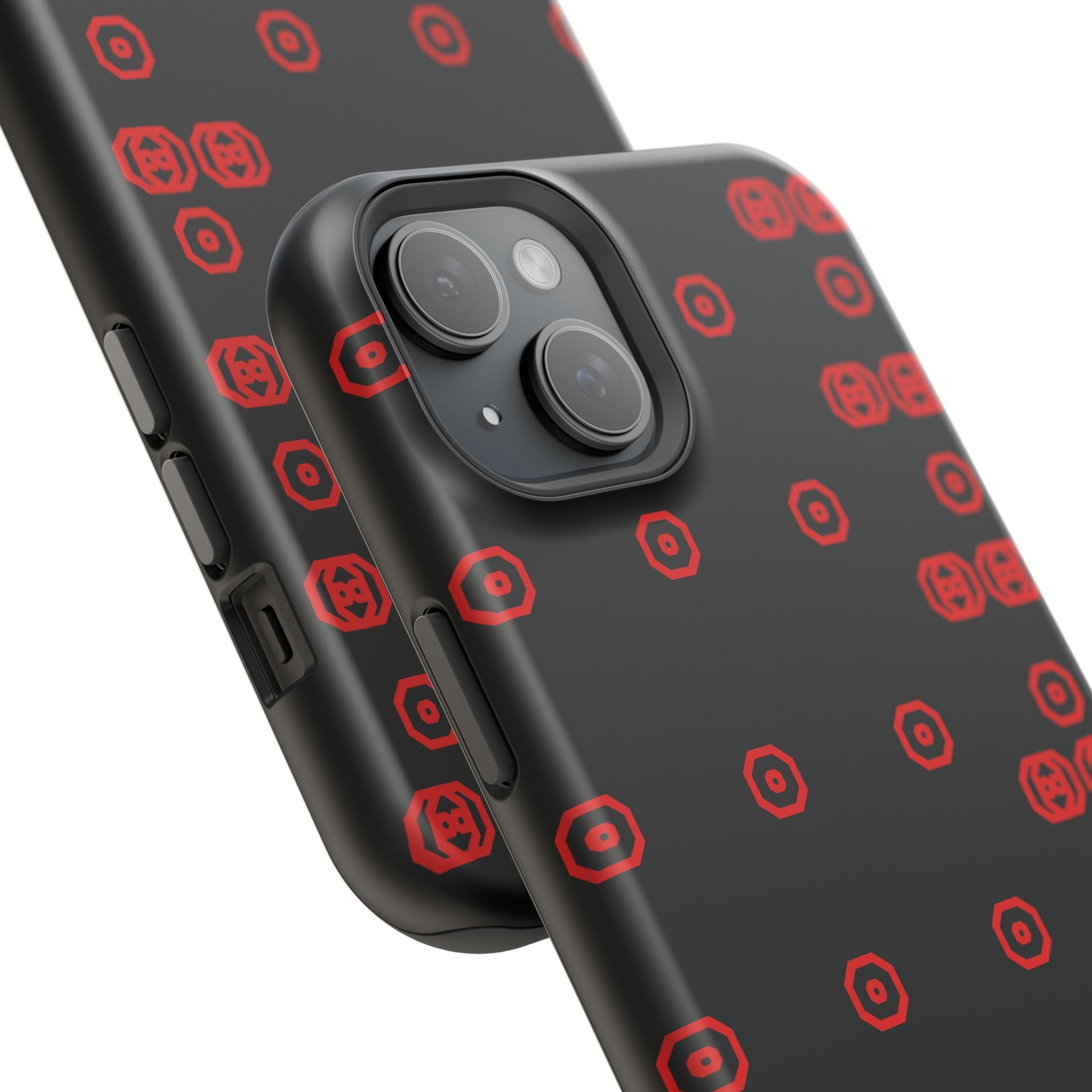 Phone Case — Black & Red Retro Pixel Pattern Magnetic Impact-Resistant Case