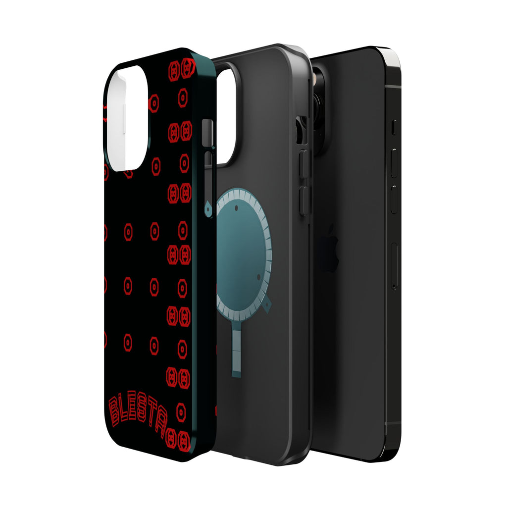 Phone Case — Black & Red Retro Pixel Pattern Magnetic Impact-Resistant Case