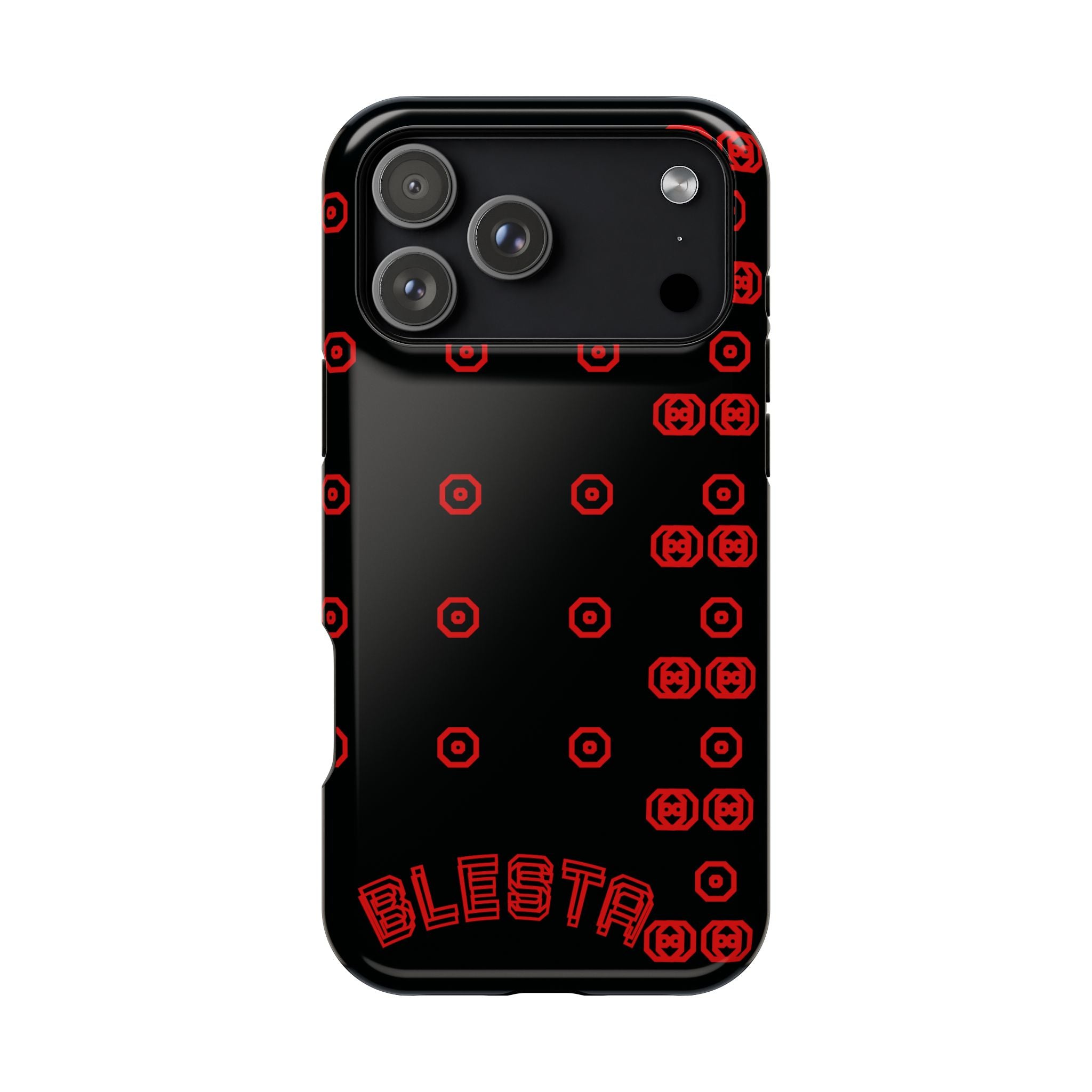 Phone Case — Black & Red Retro Pixel Pattern Magnetic Impact-Resistant Case