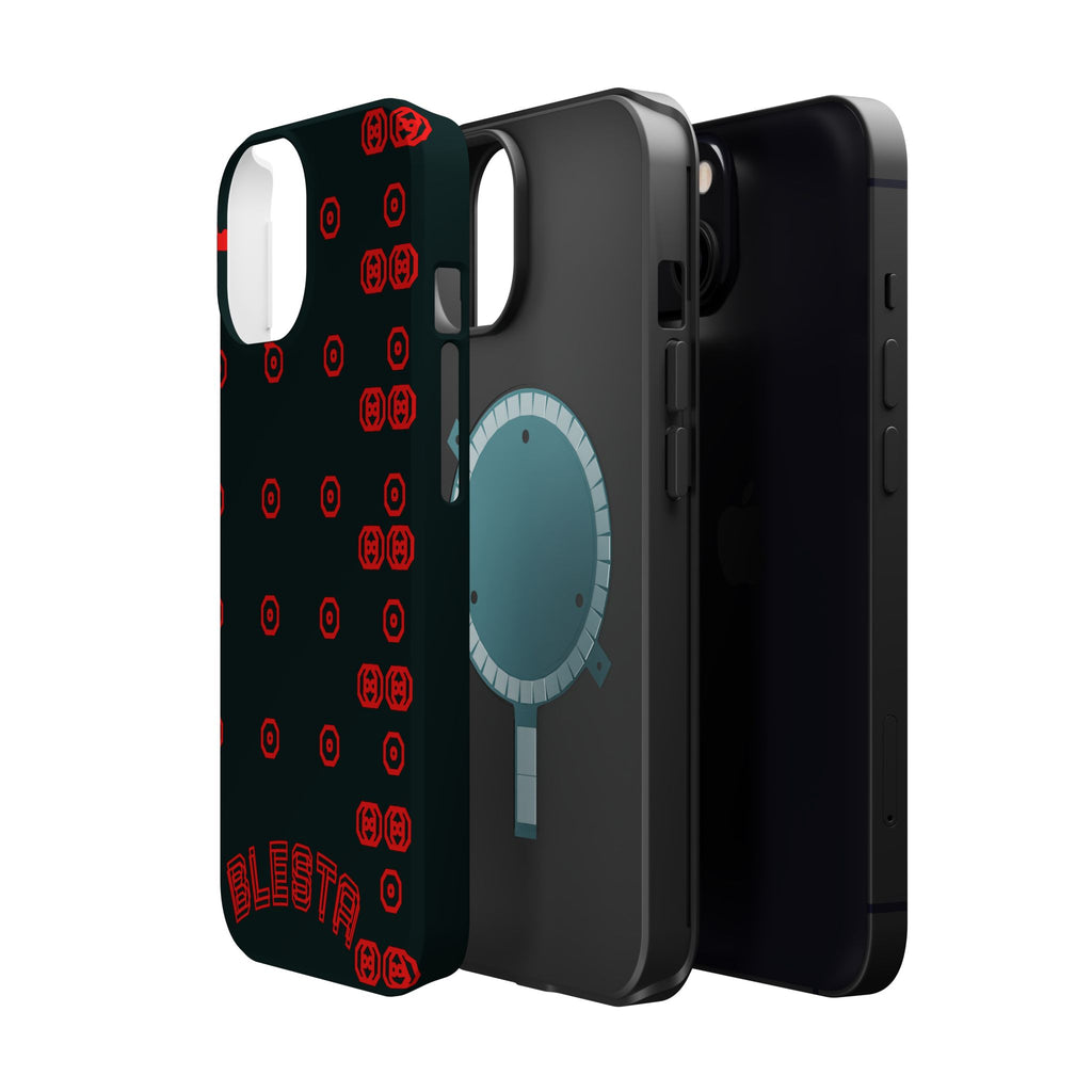 Phone Case — Black & Red Retro Pixel Pattern Magnetic Impact-Resistant Case