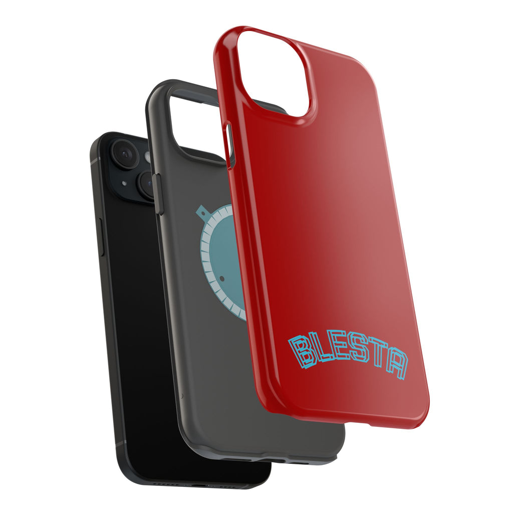 Magnetic Impact-Resistant Phone Case — Red Retro 'BLESTA' Design