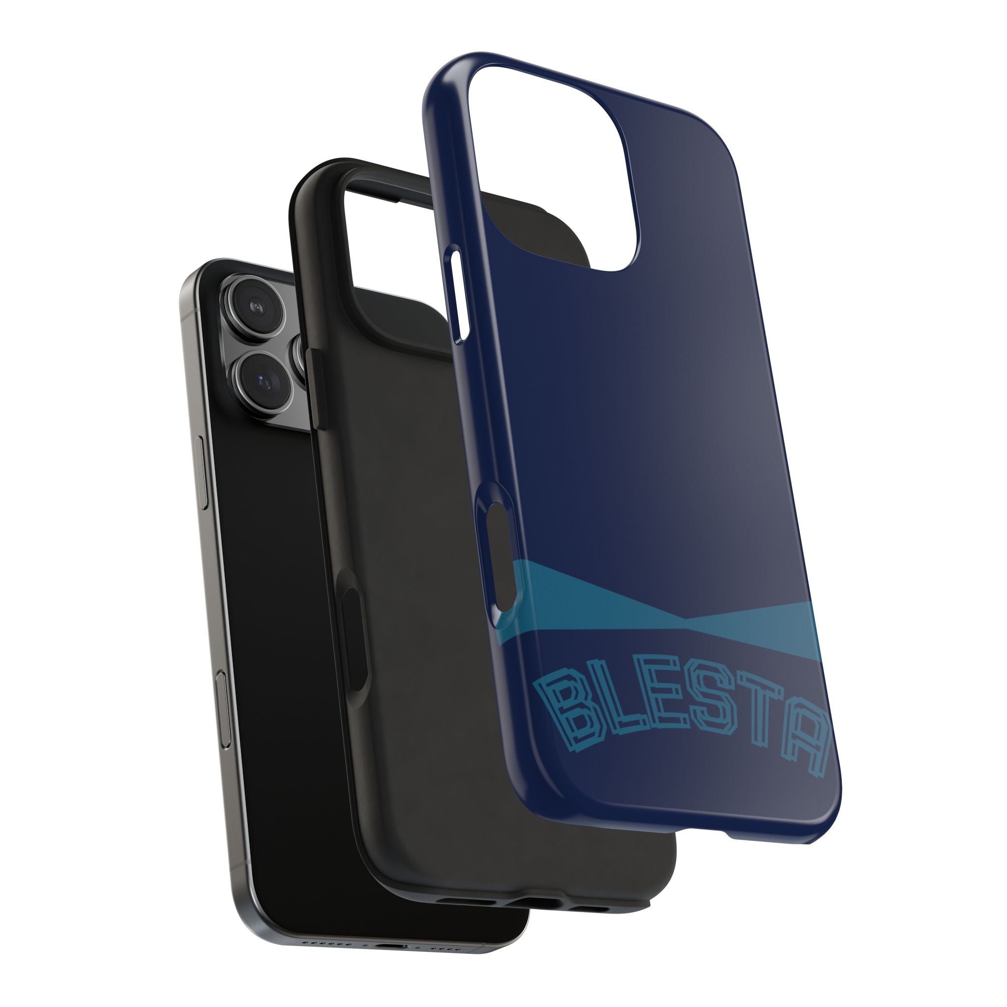 Tough Phone Case — Navy ‘BLESTA’ Bold Graphic Protective Cover