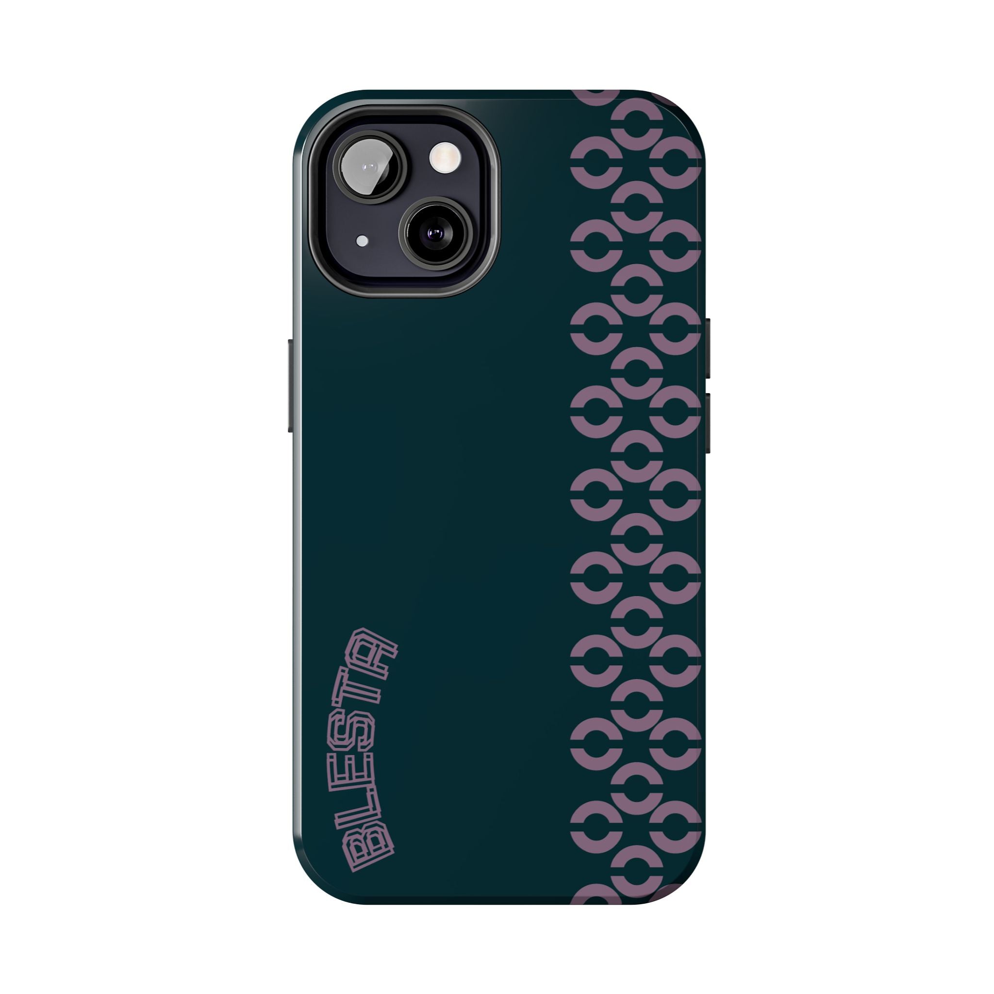 Tough Phone Case — Sleek Dark Teal with Geometric Stripe & “BLESTA” Accent