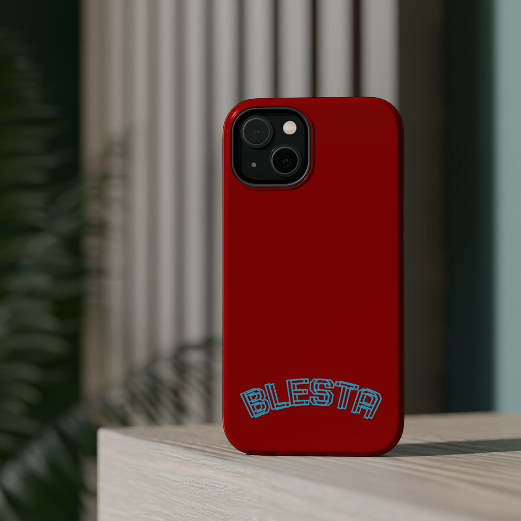 Magnetic Impact-Resistant Phone Case — Red Retro 'BLESTA' Design