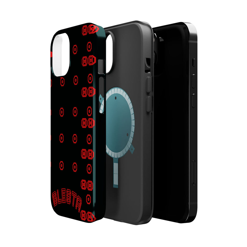 Phone Case — Black & Red Retro Pixel Pattern Magnetic Impact-Resistant Case