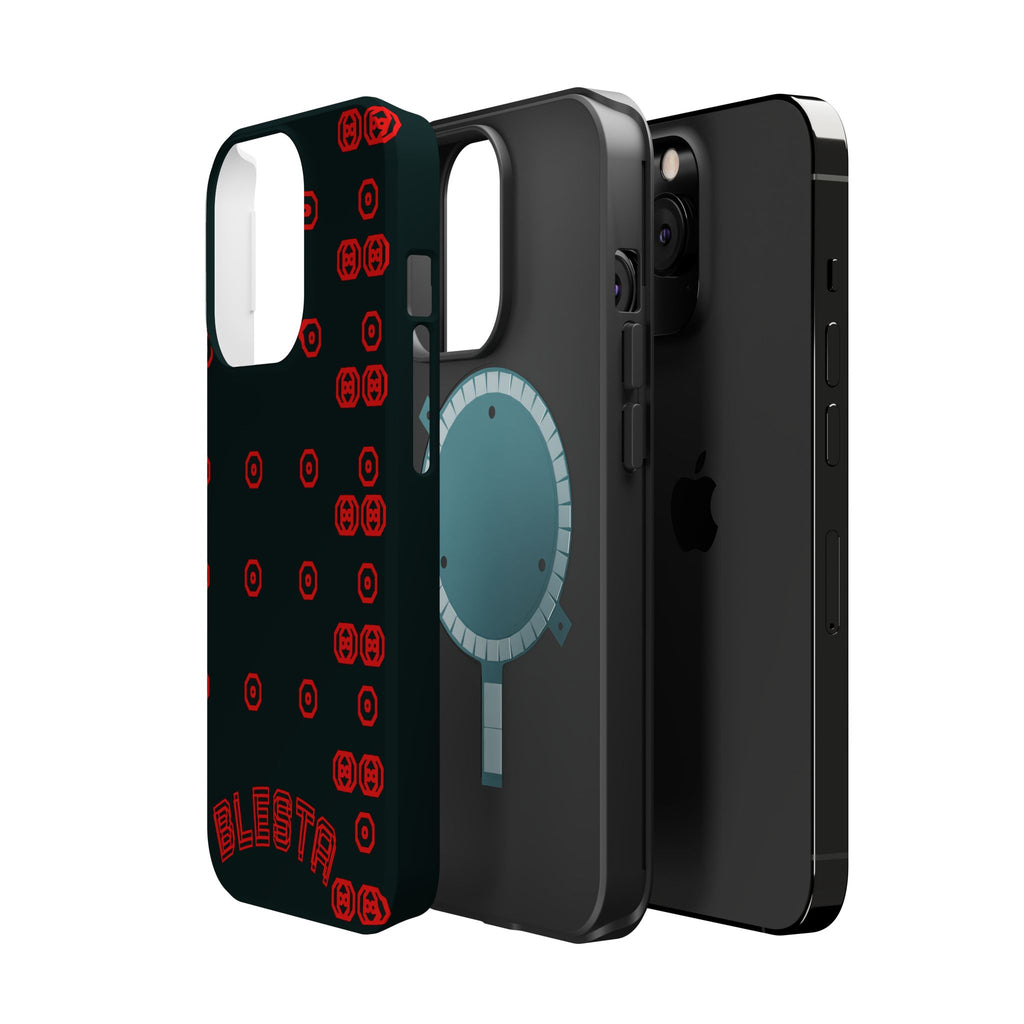 Phone Case — Black & Red Retro Pixel Pattern Magnetic Impact-Resistant Case