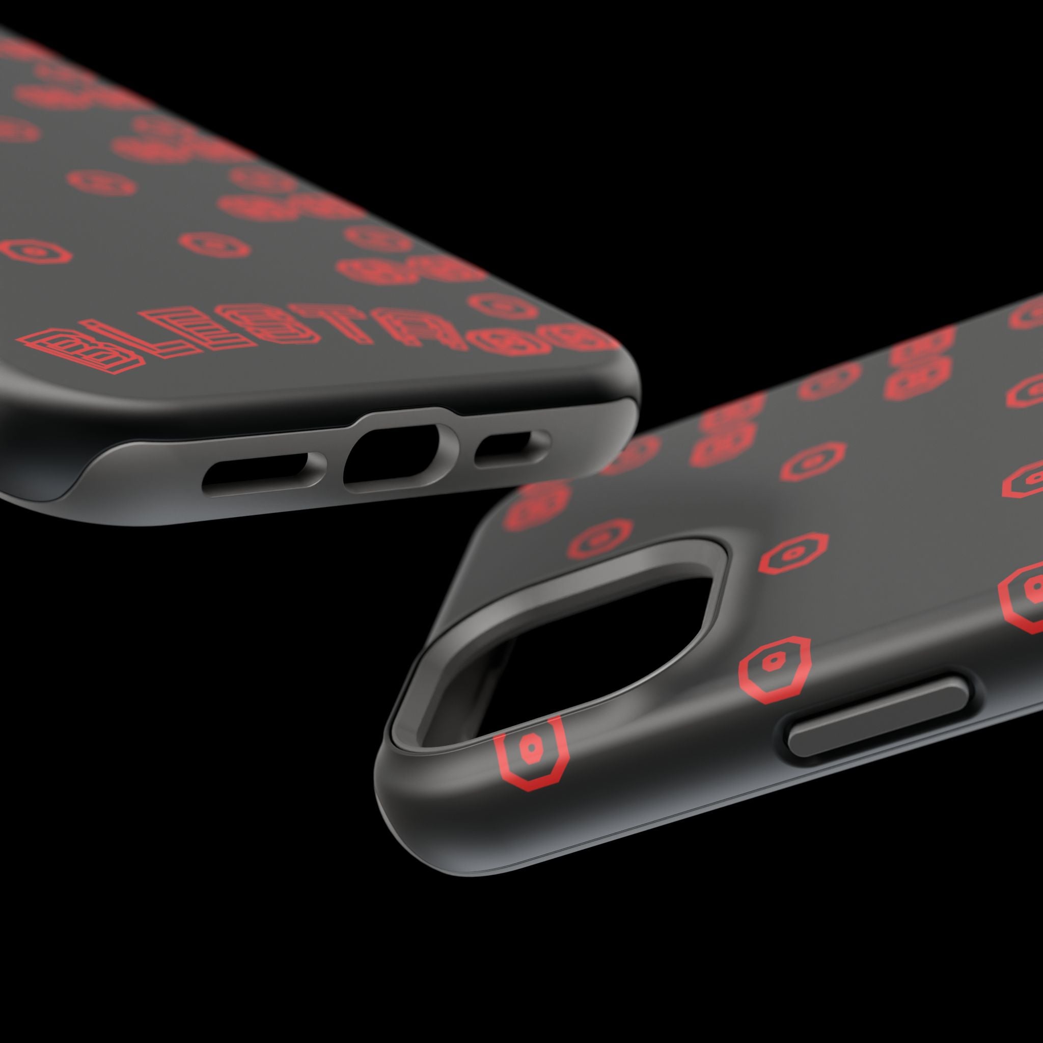 Phone Case — Black & Red Retro Pixel Pattern Magnetic Impact-Resistant Case